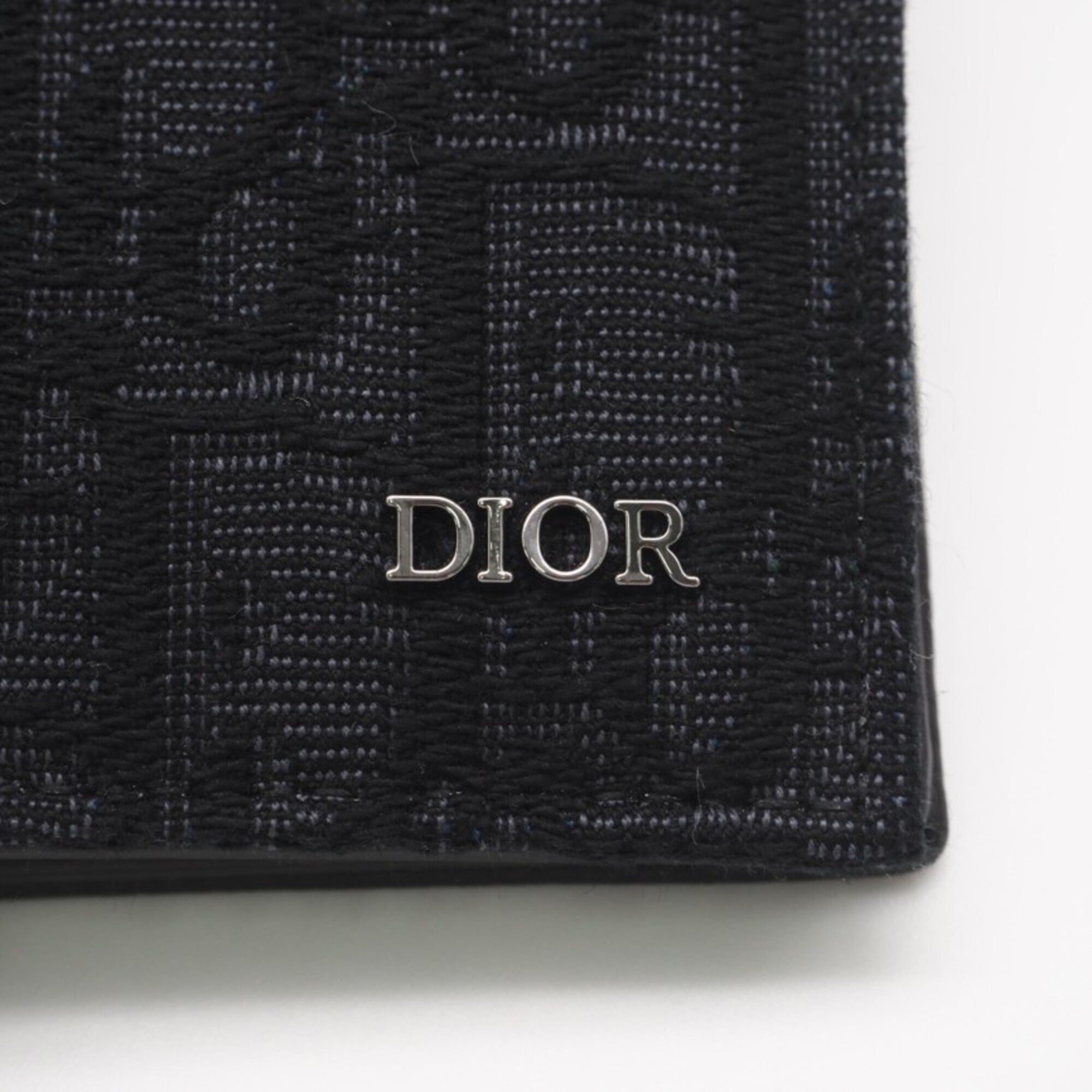 Christian Dior Navy Black Canvas Leather Wallet (Bi-Fold) (Pre-Owned)