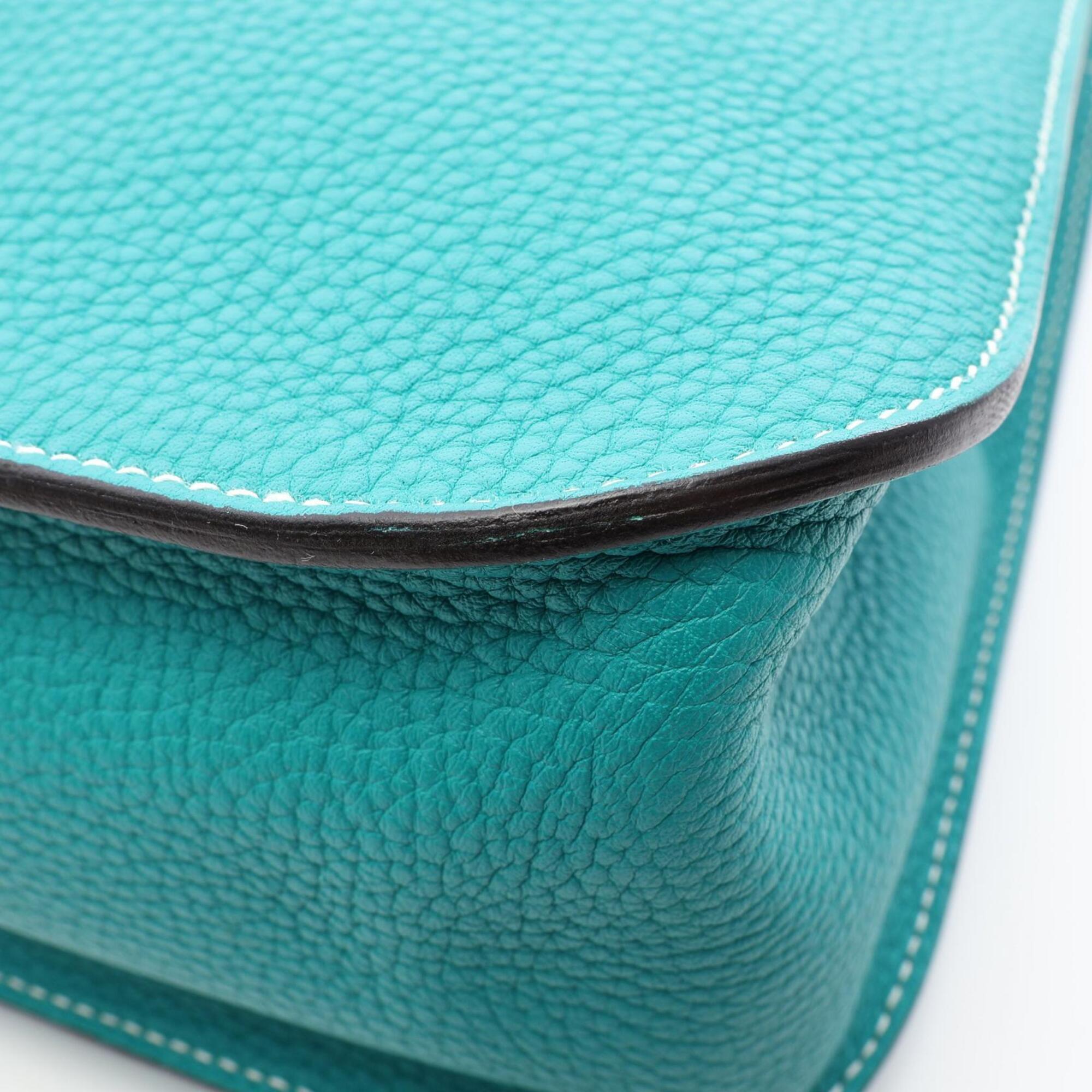 Hermes Blue Green Taurillon Clemence Leather Handbag (Pre-Owned)
