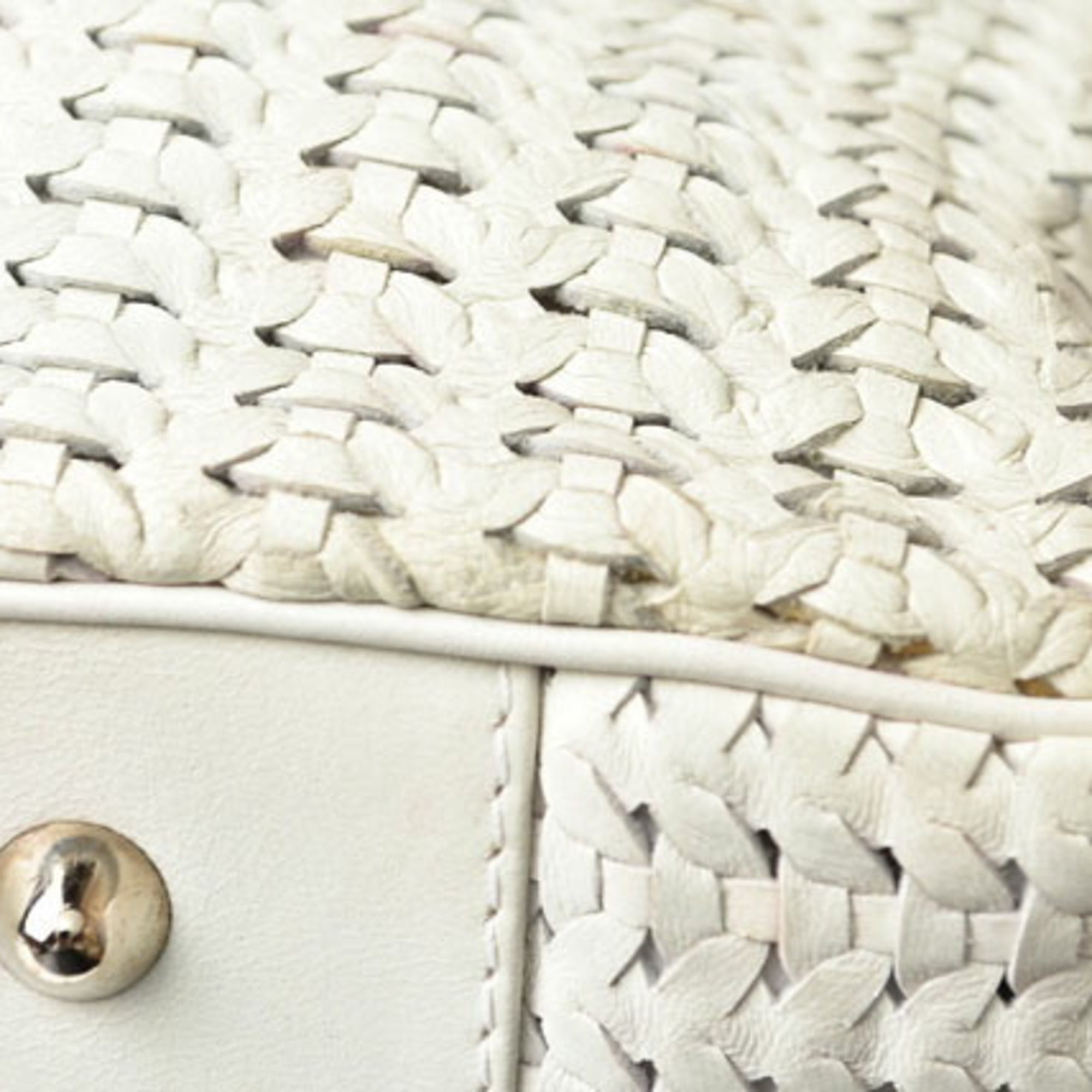 Christian Dior Lady Dior Silver White Leather Tote Bag (Pre-Owned)