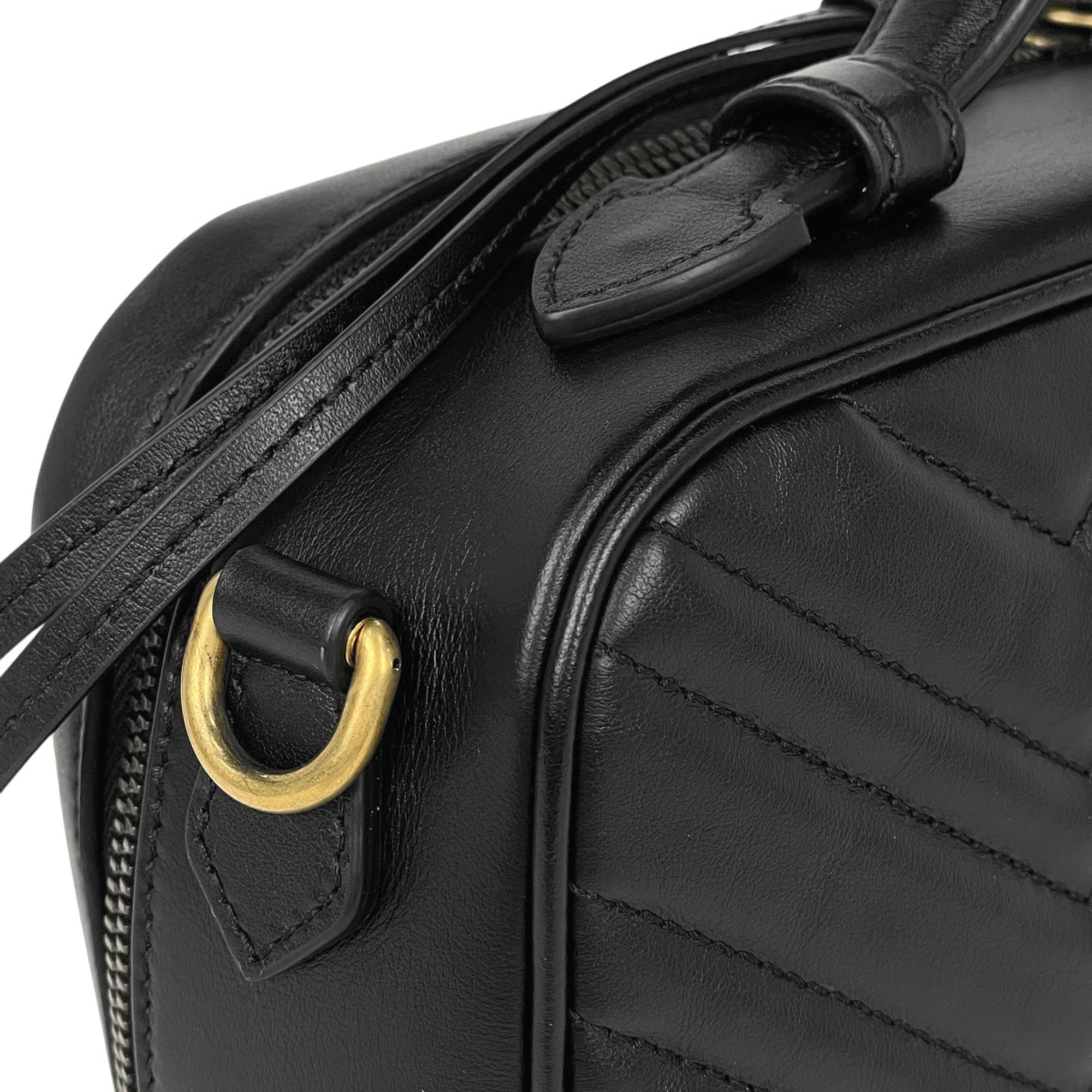 Gucci Gg Marmont Black Leather Handbag Shoulder Bag (Pre-Owned)