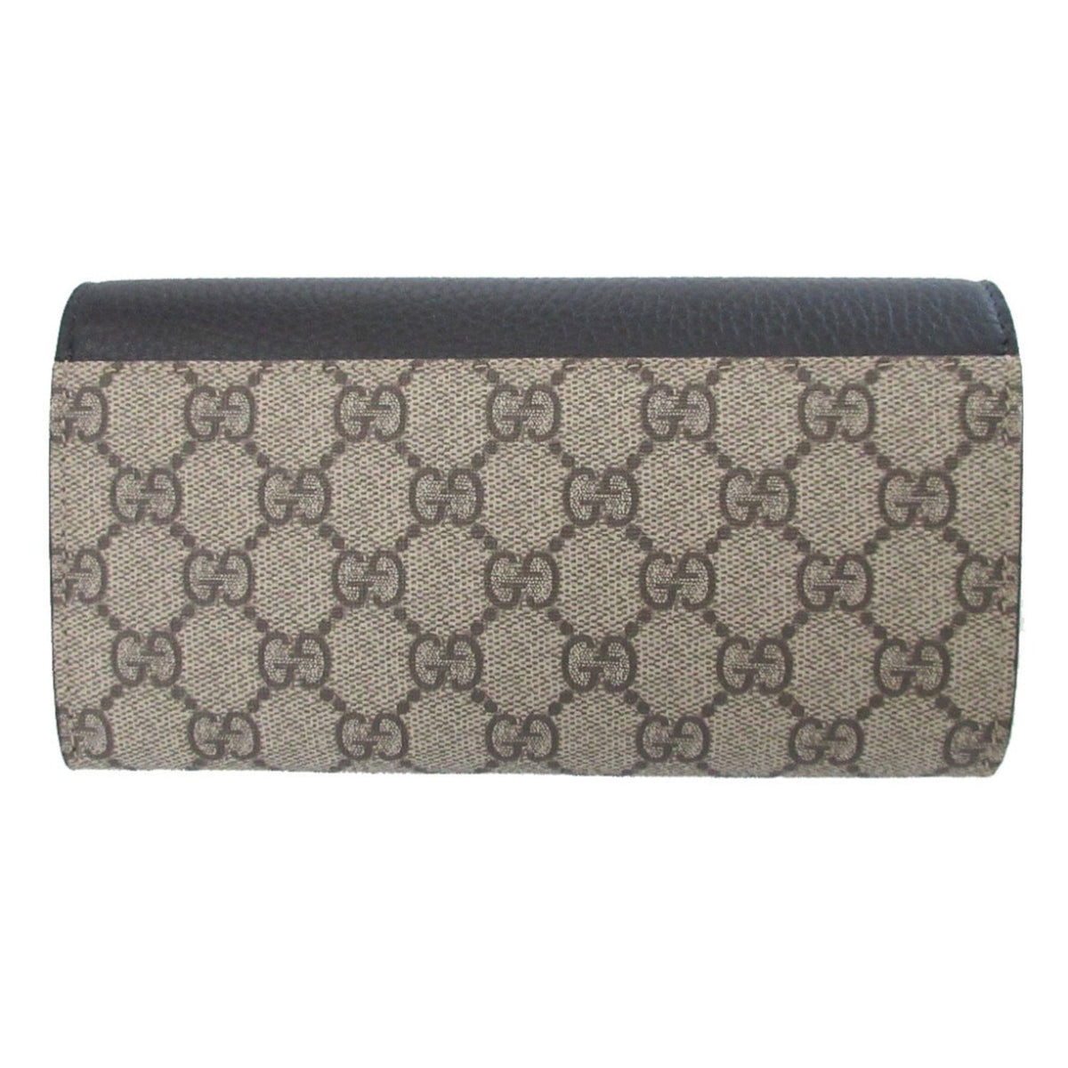 Gucci Beige Black Gg Supreme Leather Long Wallet (Bi-Fold) (Pre-Owned)