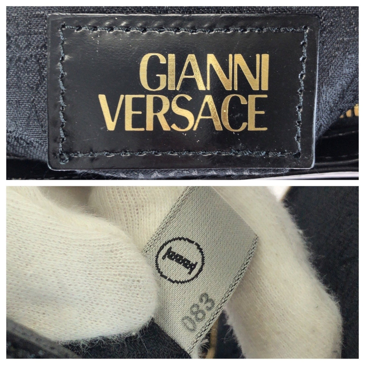 Versace Black Leather Handbag Tote Bag (Pre-Owned)