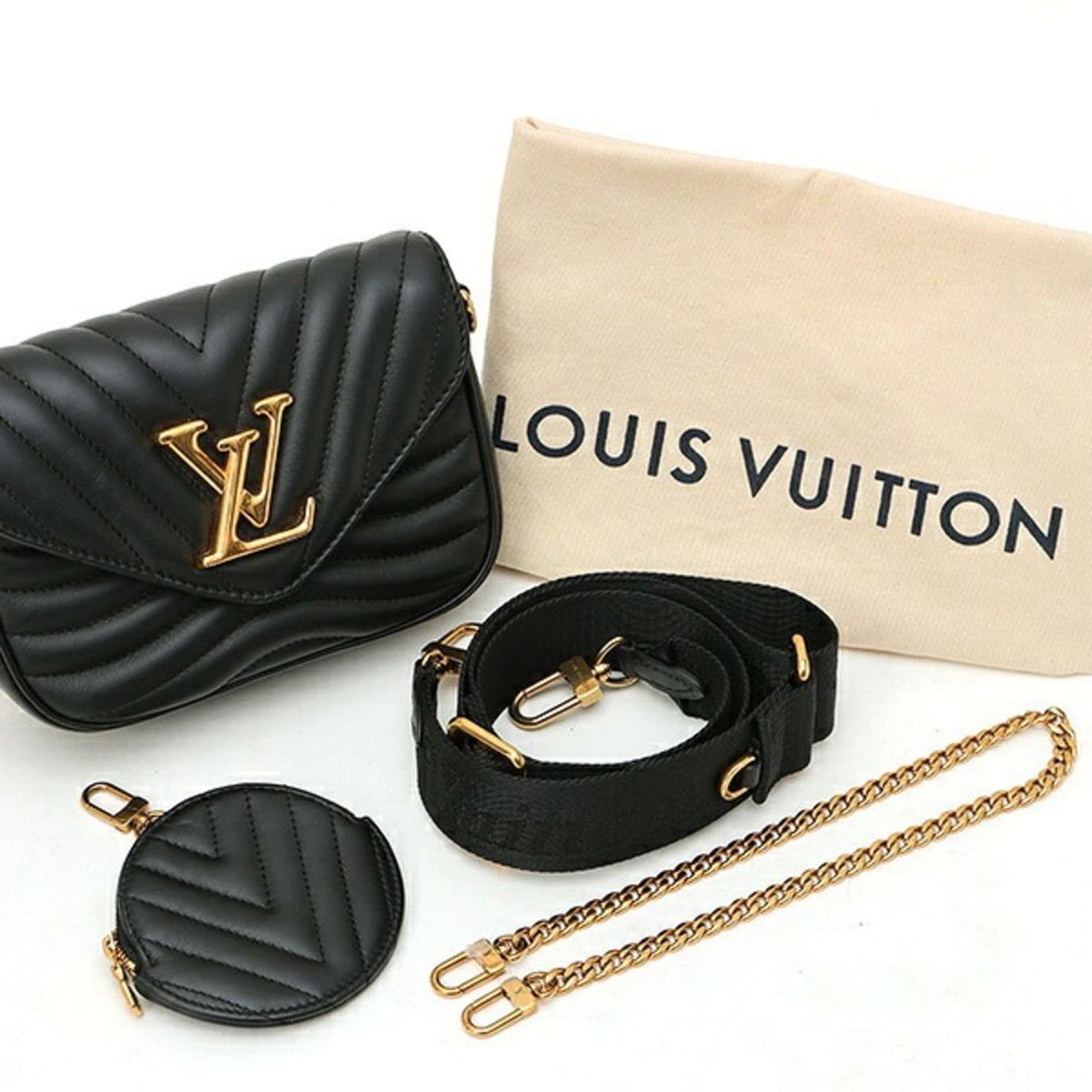 Louis Vuitton Black Leather Pochette Pouch Shoulder Bag (Pre-Owned)