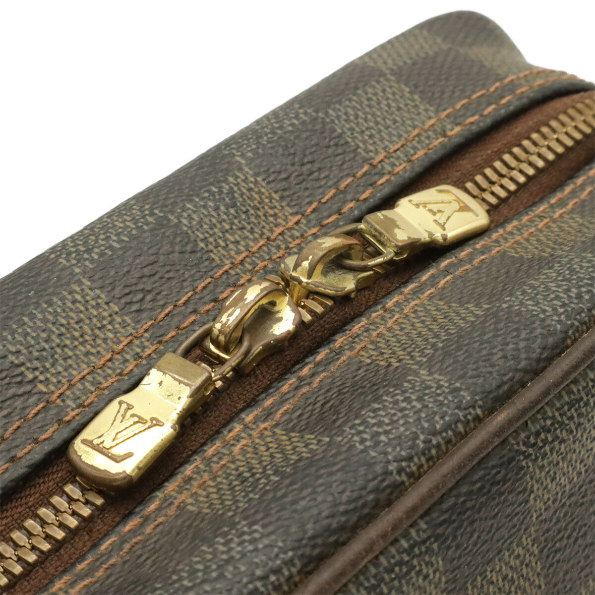 Louis Vuitton Brown Damier Canvas White Pvc Pochette Shoulder Bag (Pre-Owned)