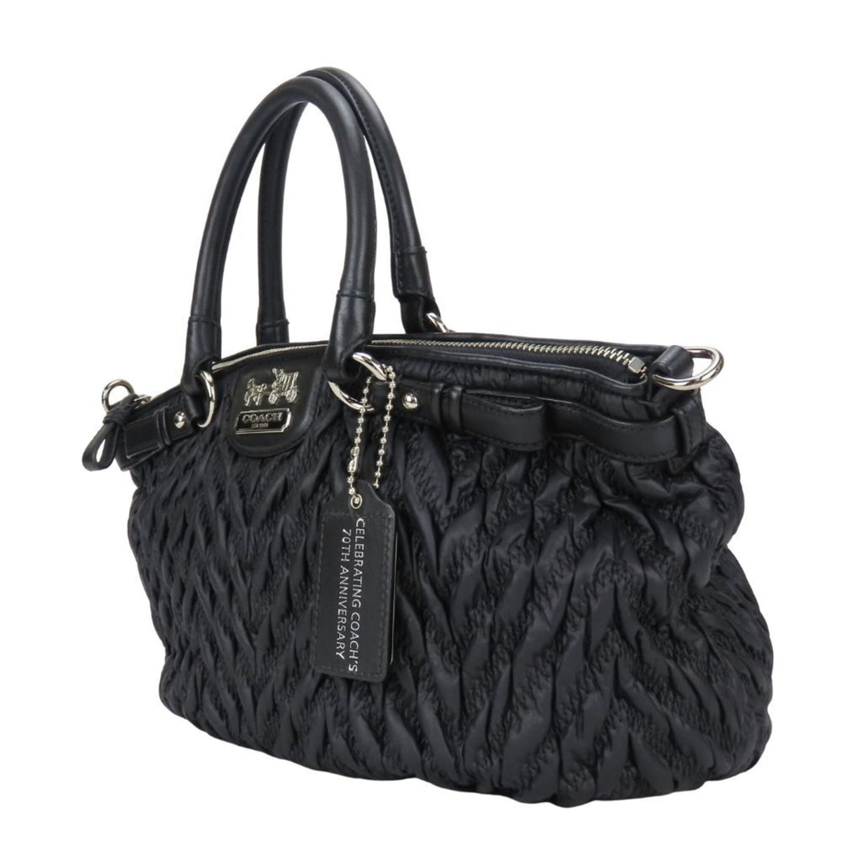 Coach Black Nylon Leather Handbag (Pre-Owned)