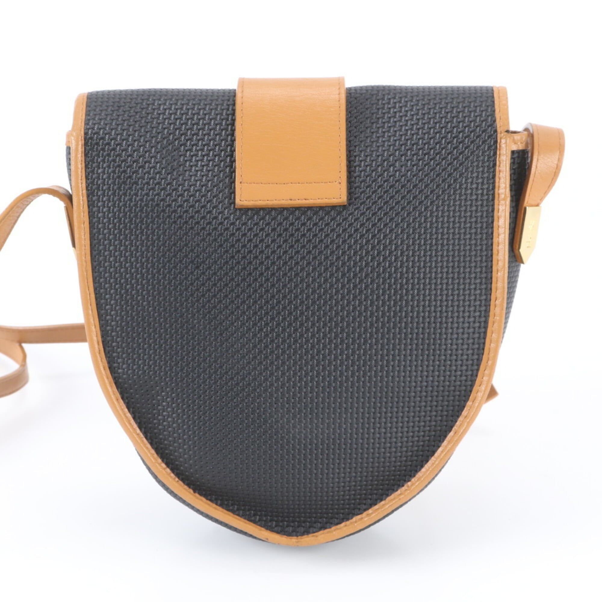 Yves Saint Laurent Beige Black Leather Nylon Crossbody Bag Shoulder Bag (Pre-Owned)