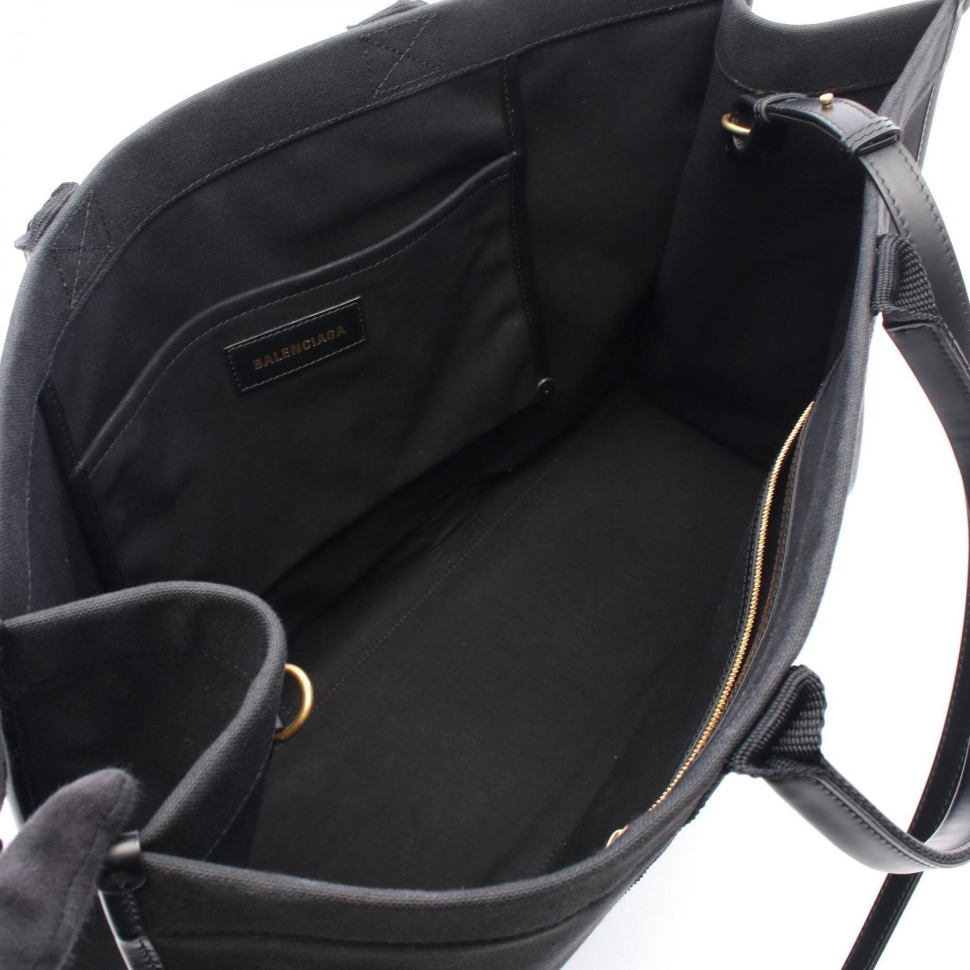 Balenciaga Black Canvas Leather Handbag Tote Bag (Pre-Owned)