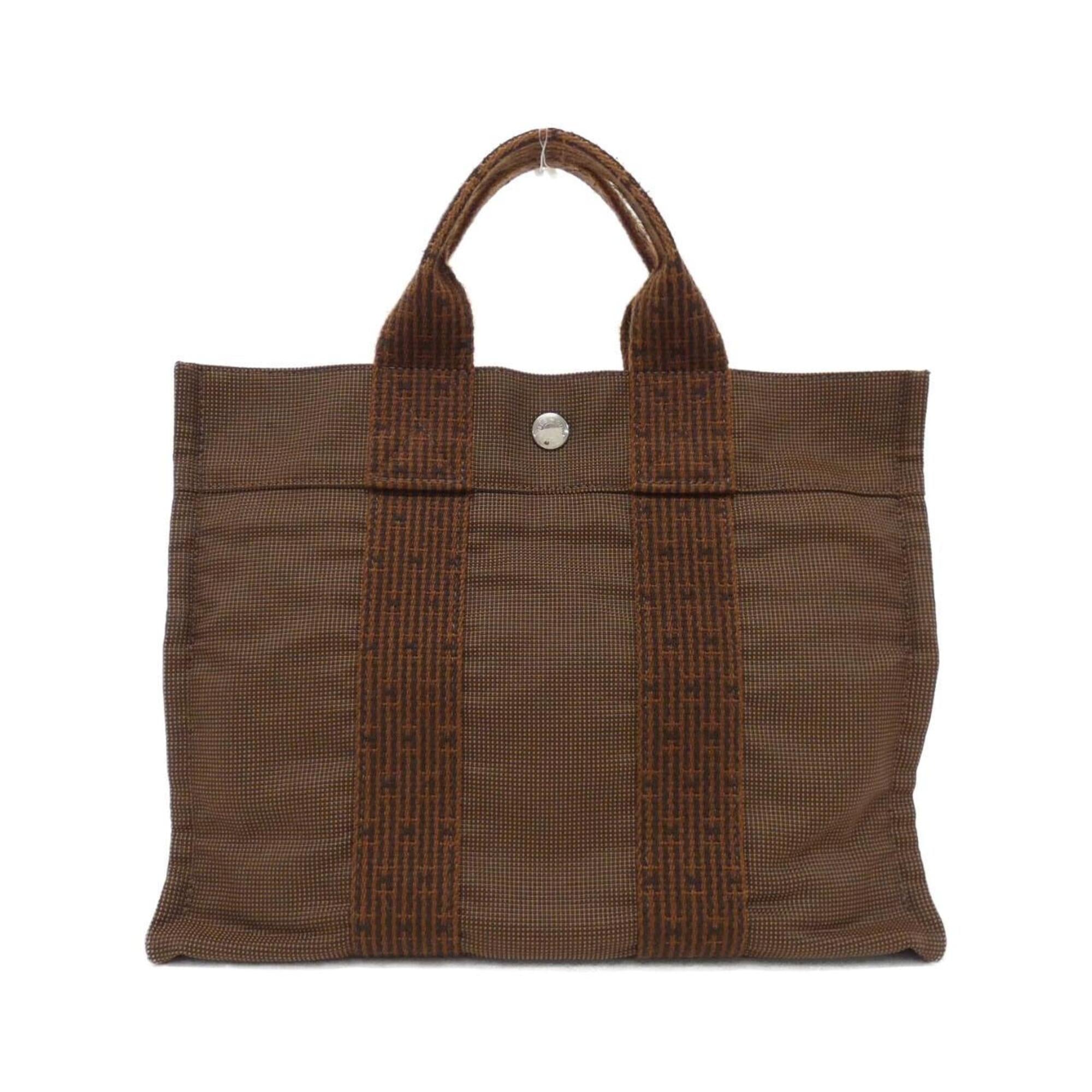 Hermes Her Line Brown Canvas Handbag (Pre-Owned)