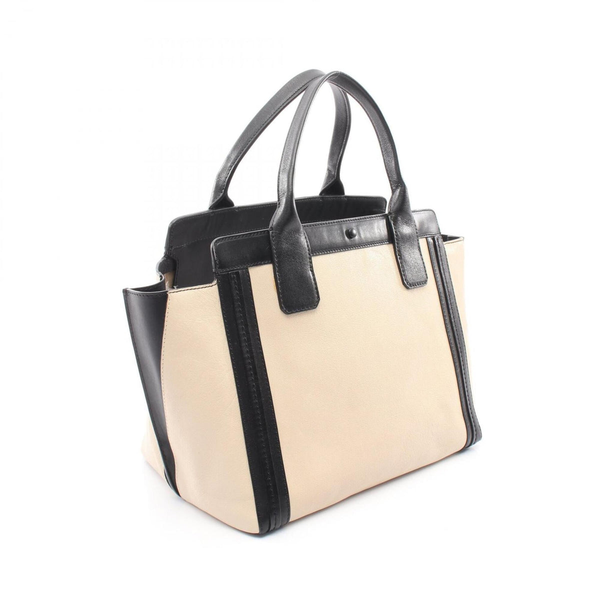 Chloé Beige Black Leather Handbag Tote Bag (Pre-Owned)