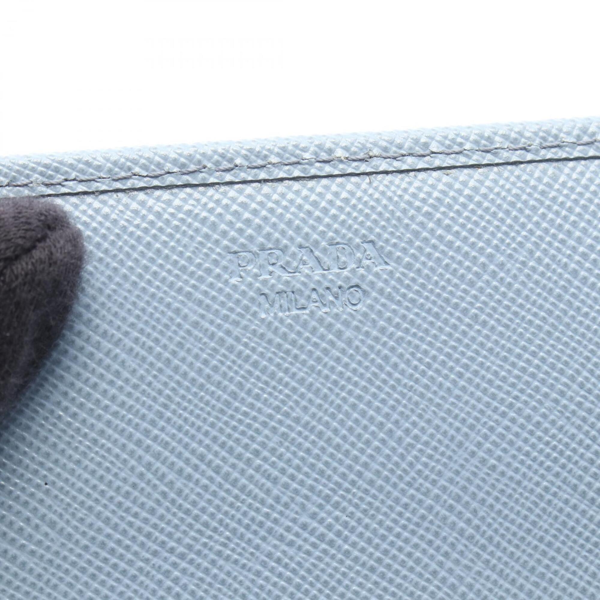 Prada Blue Leather Long Wallet (Bi-Fold) (Pre-Owned)