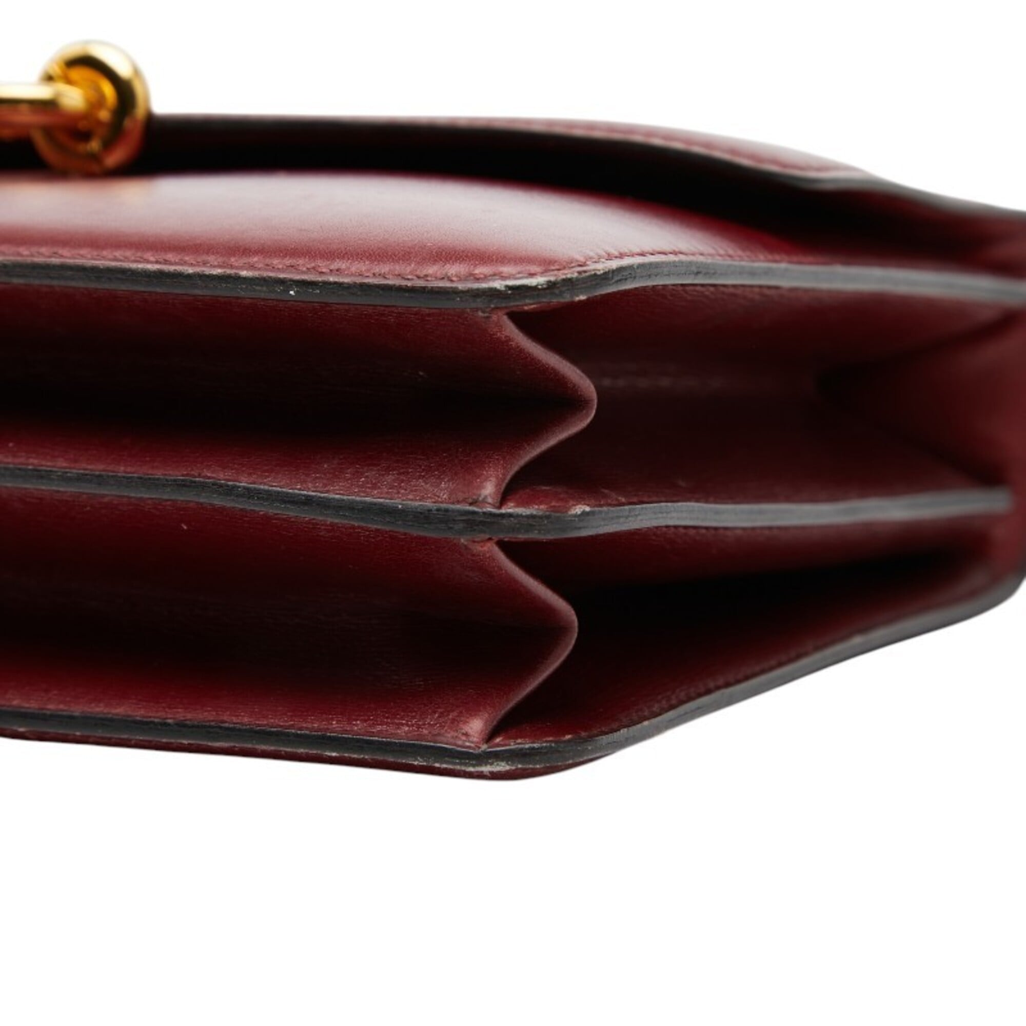 Hermes Fonsbelle Wine Box Calf Leather Shoulder Bag (Pre-Owned)