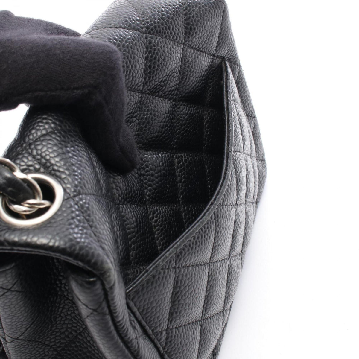 Chanel Black Grained Calfskin Handbag Shoulder Bag (Pre-Owned)