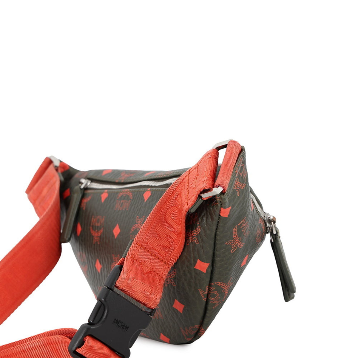 Mcm Visetos Khaki Orange Pvc Sling Bag (Pre-Owned)