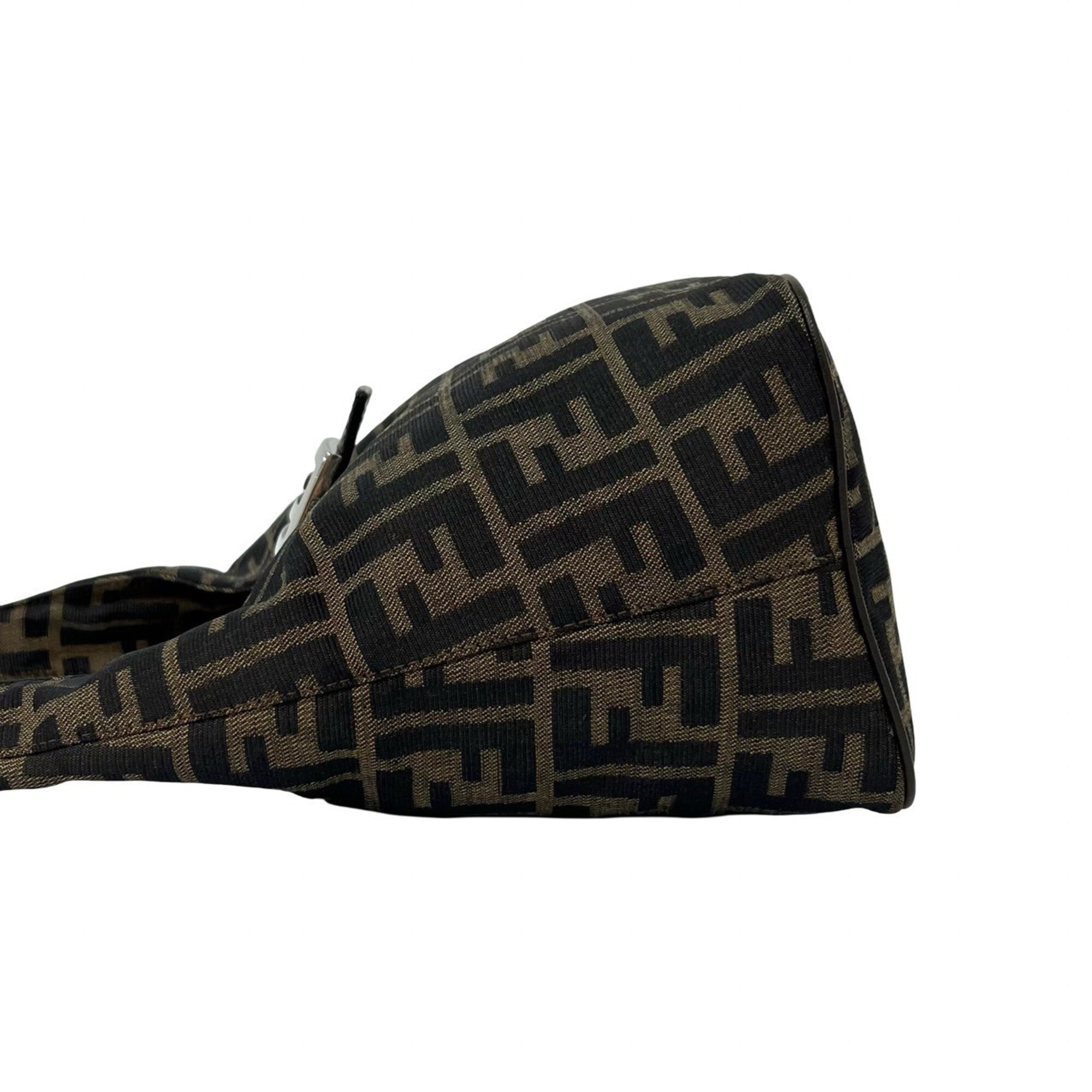 Fendi Black Brown Canvas Leather Shoulder Bag Tote Bag (Pre-Owned)