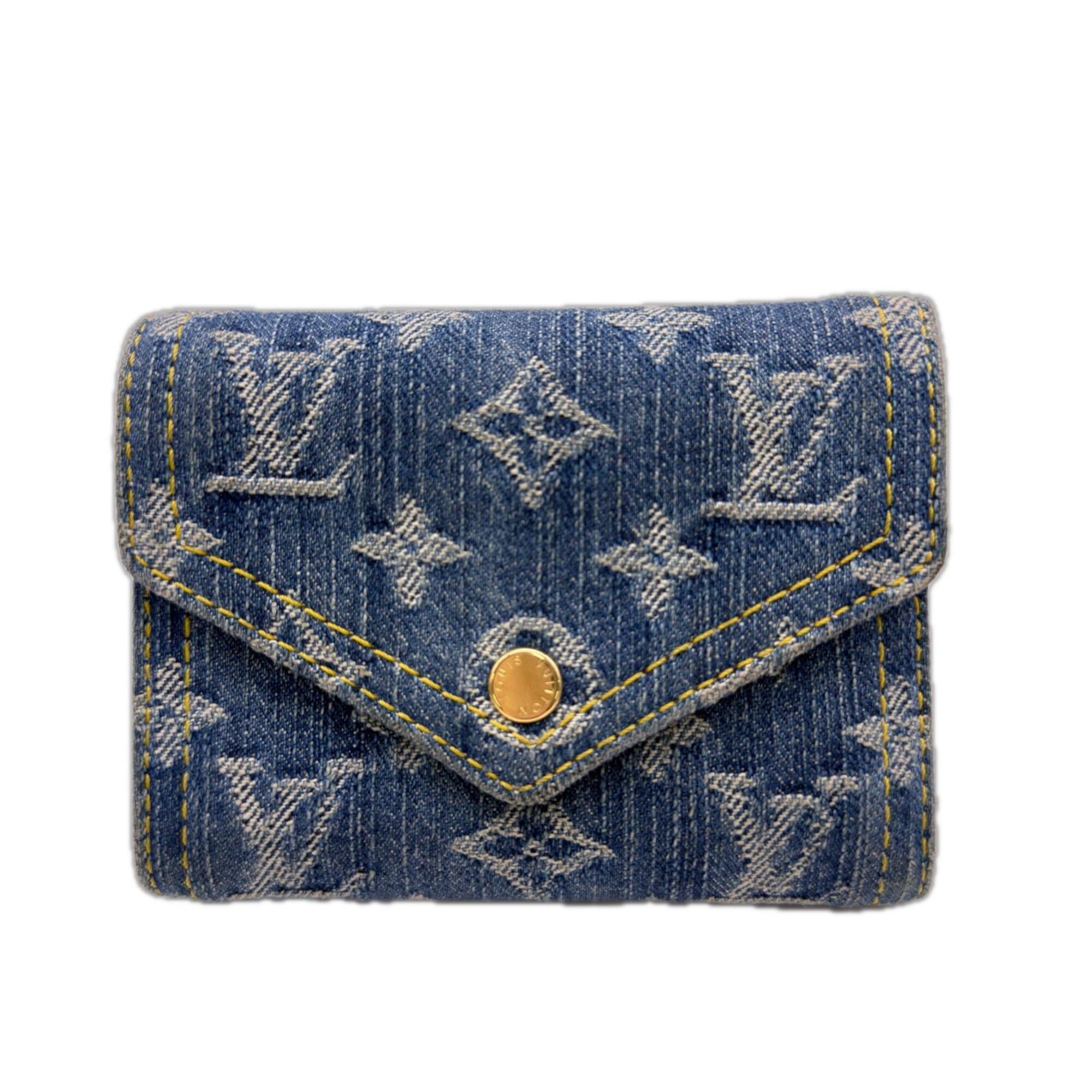Louis Vuitton Monogram Denim Blue Denim Leather Wallet (Tri-Fold) (Pre-Owned)