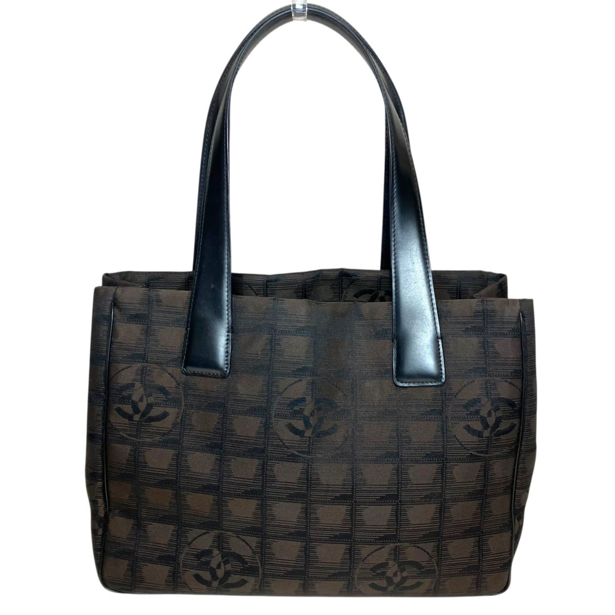 Chanel New Travel Line Brown Canvas Leather Tote Bag (Pre-Owned)