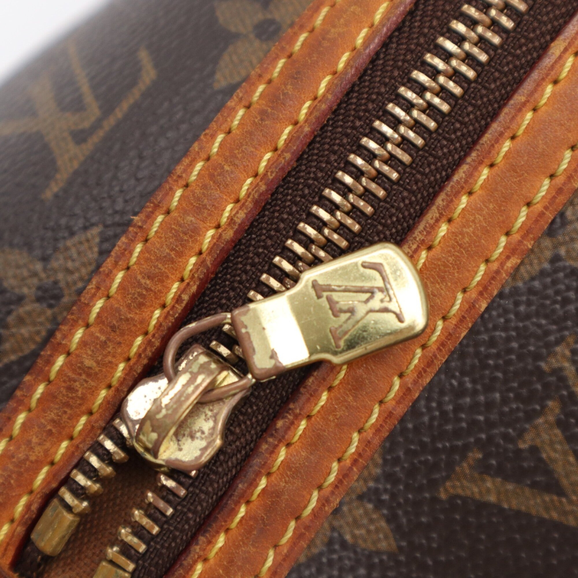 Louis Vuitton Monogram Beige Brown Coated Canvas Leather Shoulder Bag (Pre-Owned)