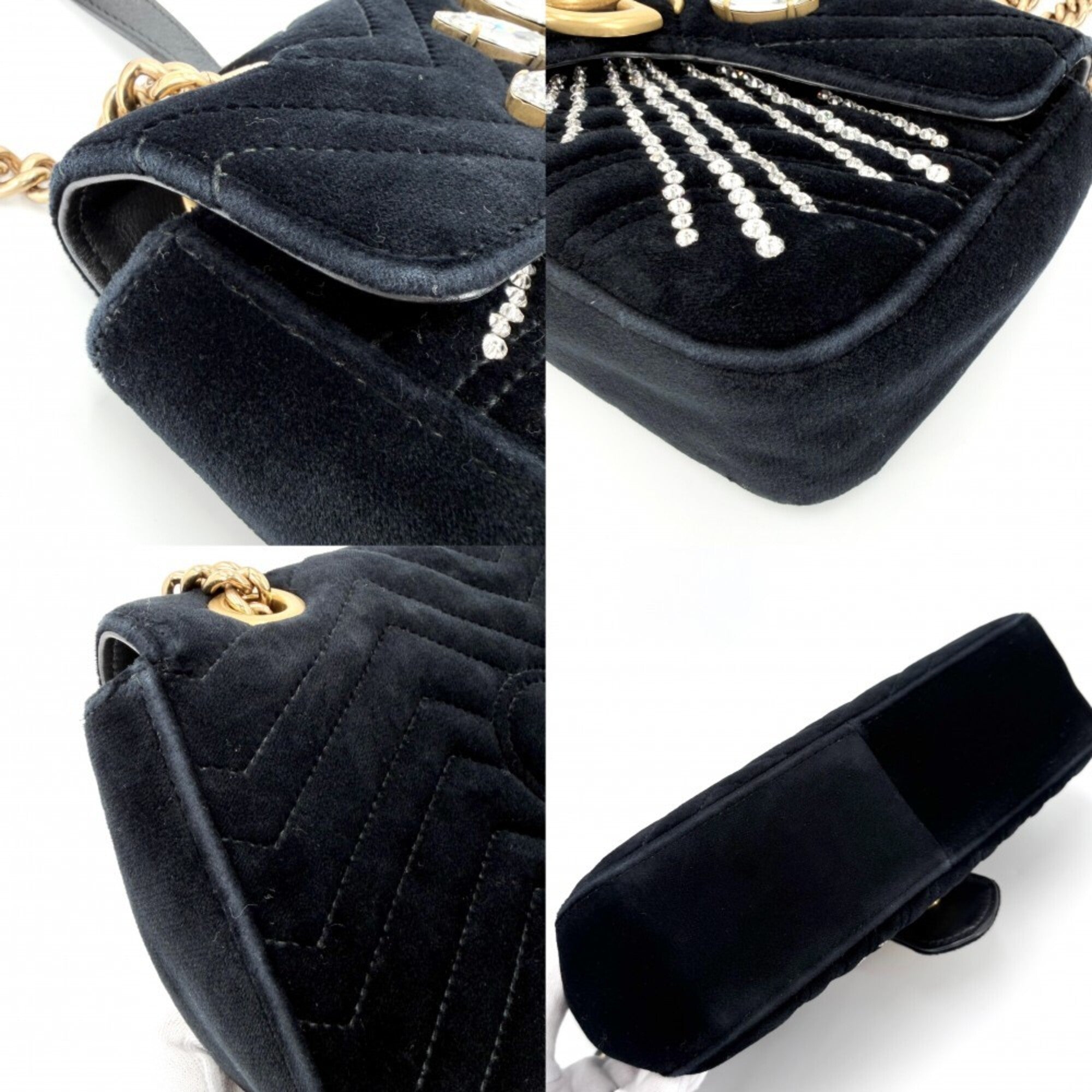 Gucci Black Velvet Shoulder Bag (Pre-Owned)