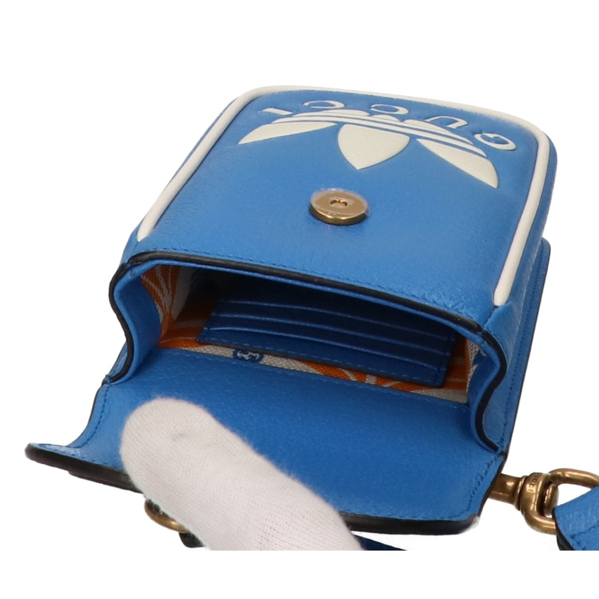Gucci Blue White Leather Shoulder Bag (Pre-Owned)