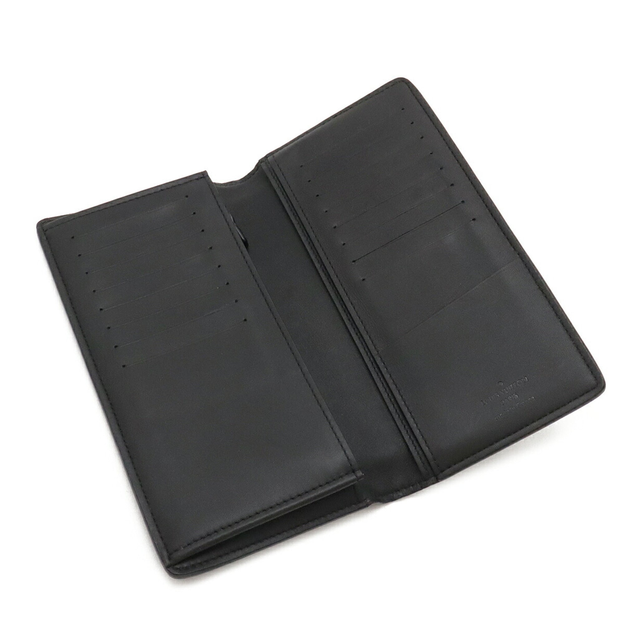 Louis Vuitton Black Leather Long Wallet (Bi-Fold) (Pre-Owned)