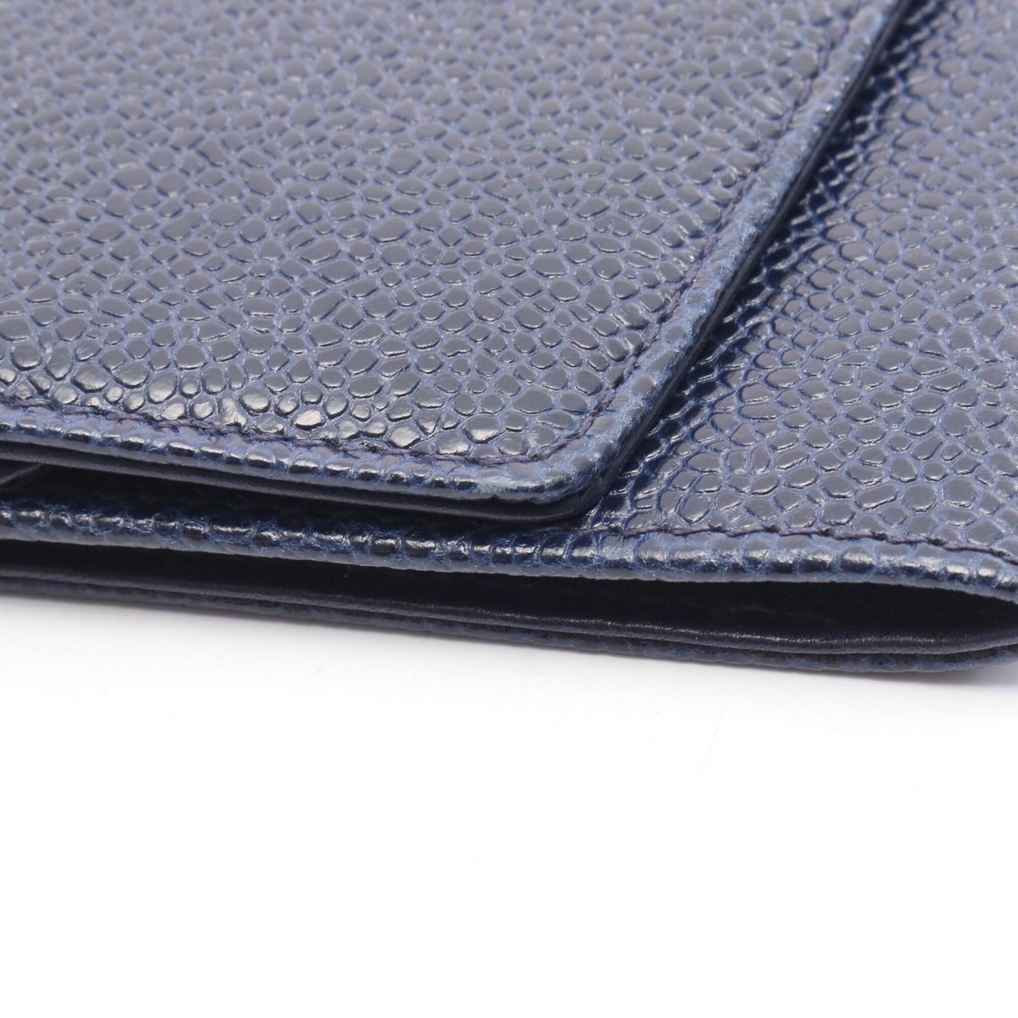 Chanel Navy Leather Long Wallet (Bi-Fold) (Pre-Owned)