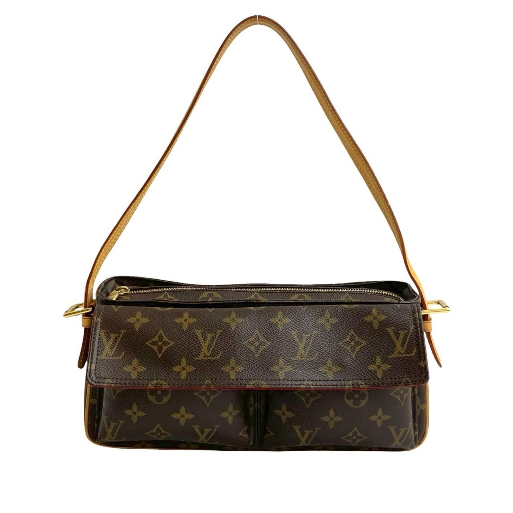 Louis Vuitton Brown Leather Pvc Shoulder Bag Tote Bag (Pre-Owned)