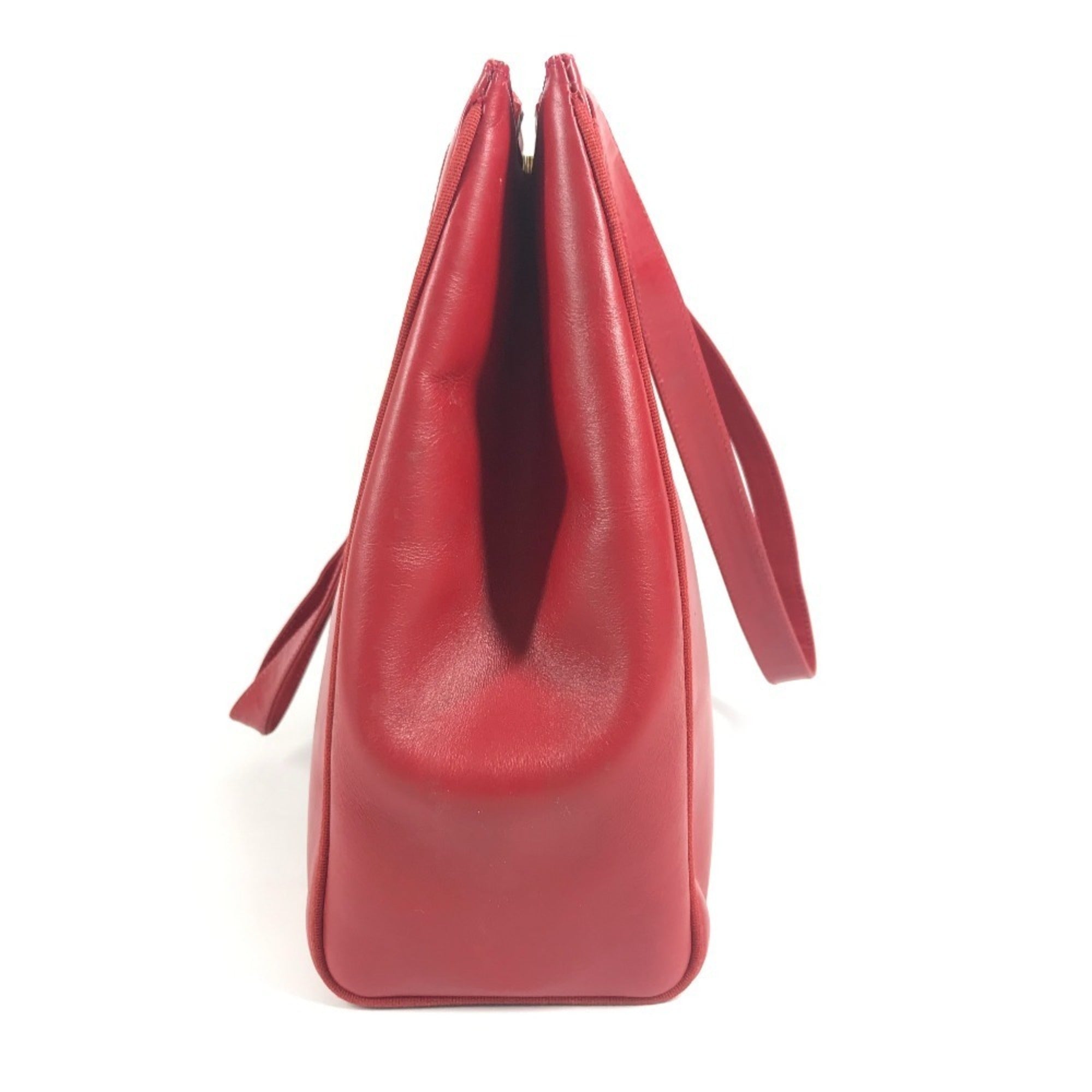 Salvatore Ferragamo Vara Red Color Leather Shoulder Bag Tote Bag (Pre-Owned)