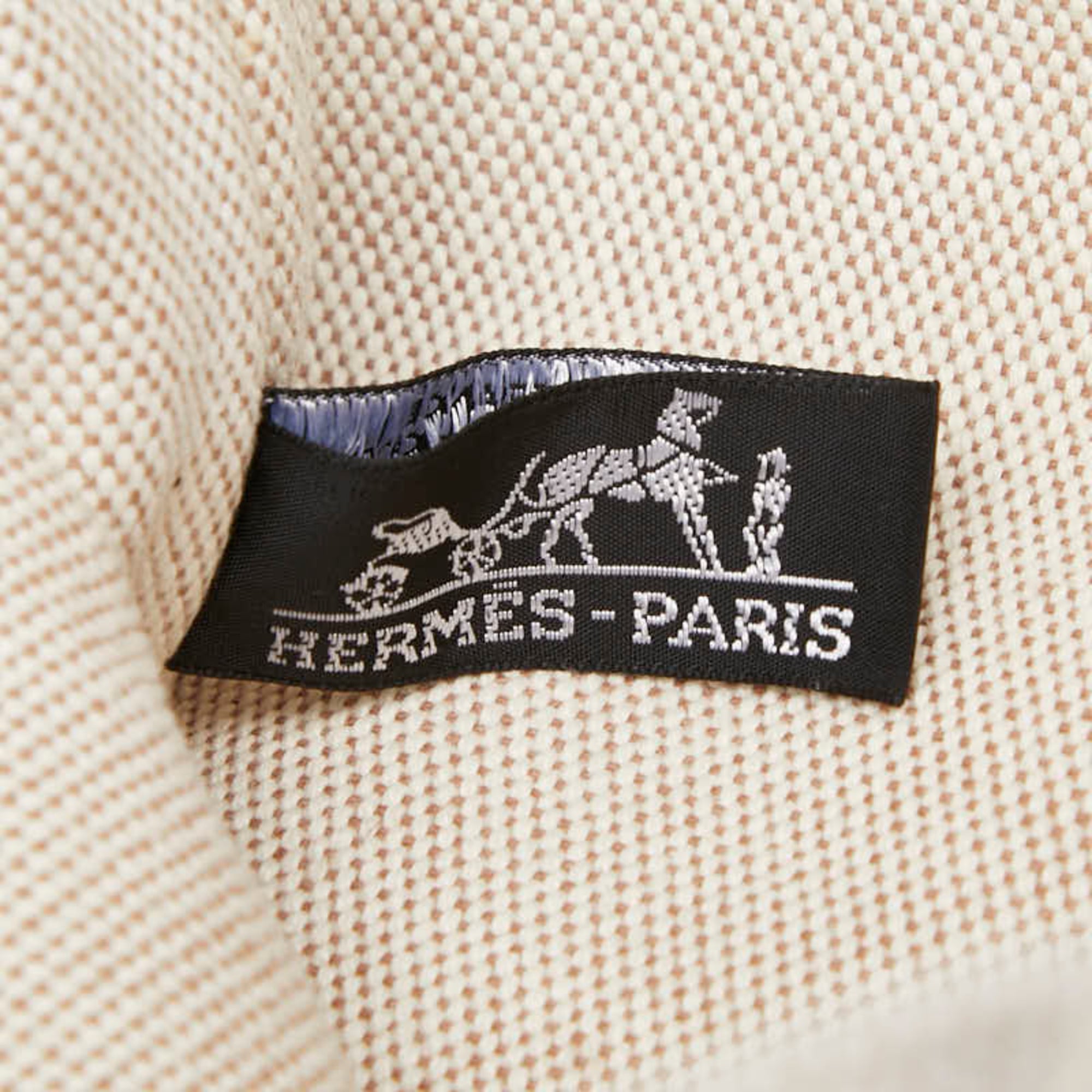 Hermes Brown Ivory Canvas Handbag Tote Bag (Pre-Owned)
