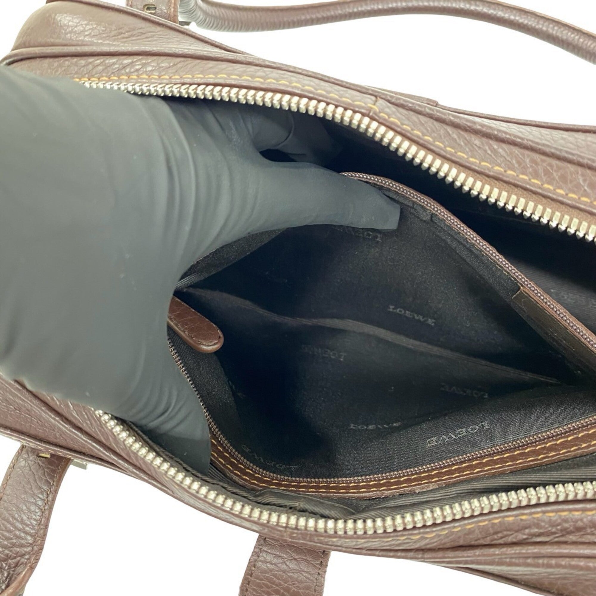Loewe Brown Leather Boston Bag Handbag (Pre-Owned)