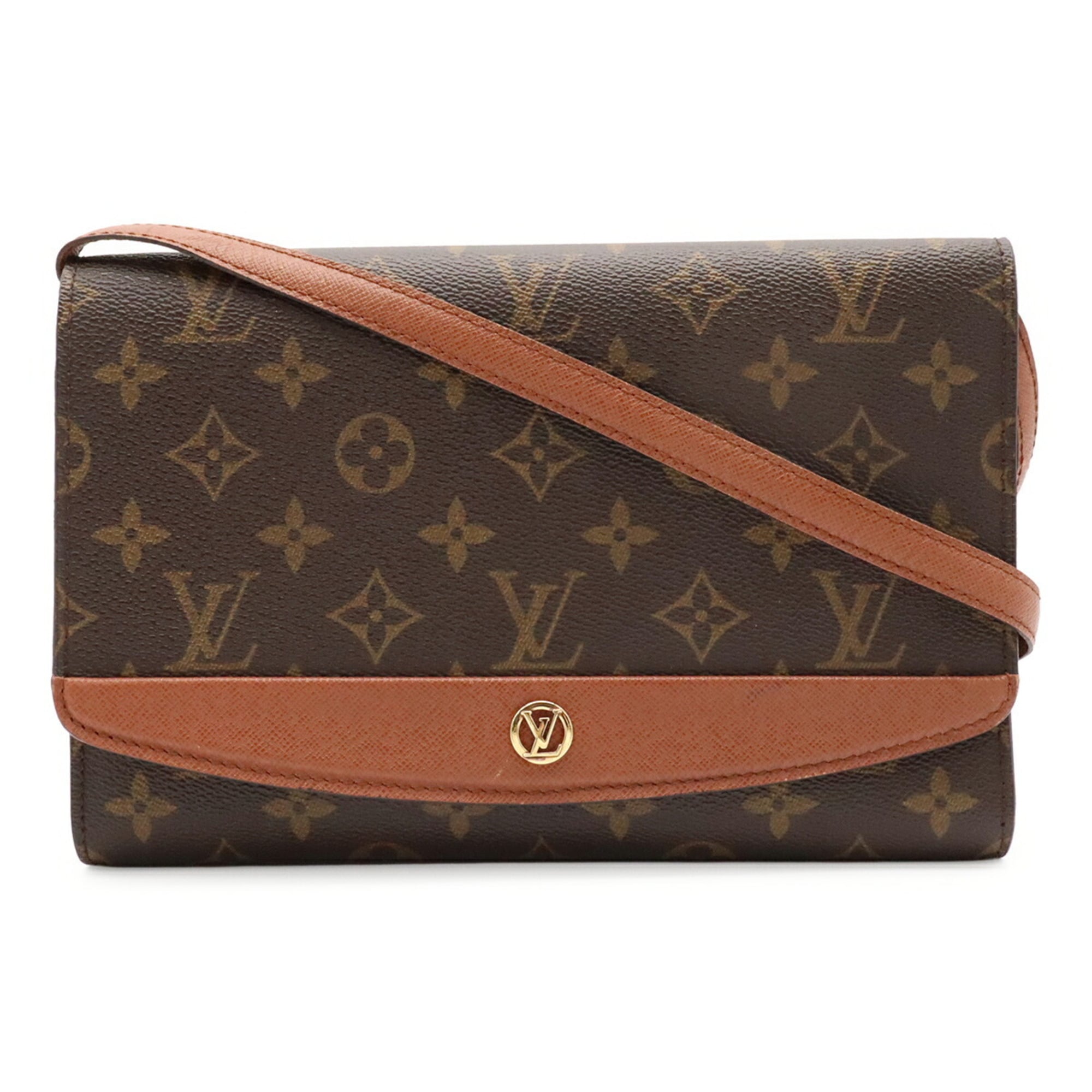 Louis Vuitton Brown Monogram Canvas Pvc Coated Canvas Clutch Bag Shoulder Bag (Pre-Owned)