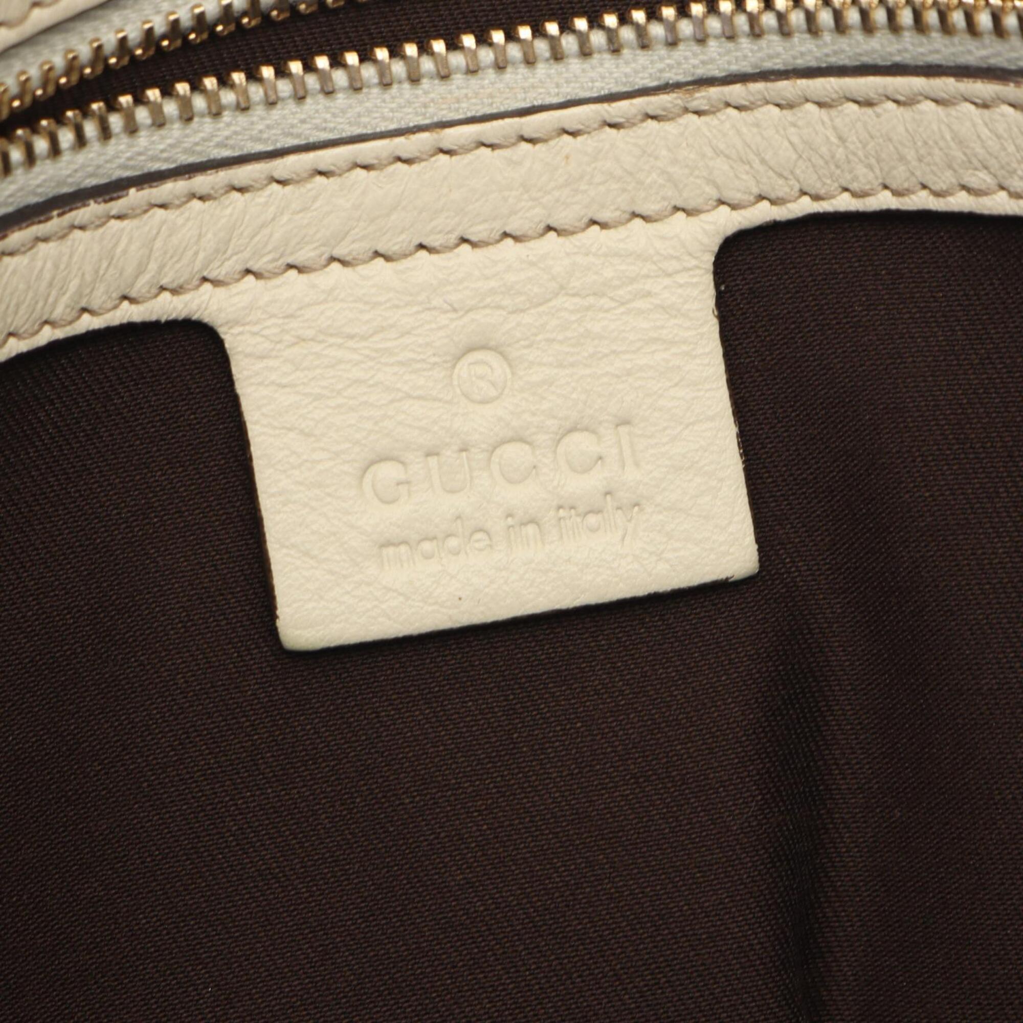 Gucci Beige Ivory Gg Canvas Leather Handbag Shoulder Bag (Pre-Owned)