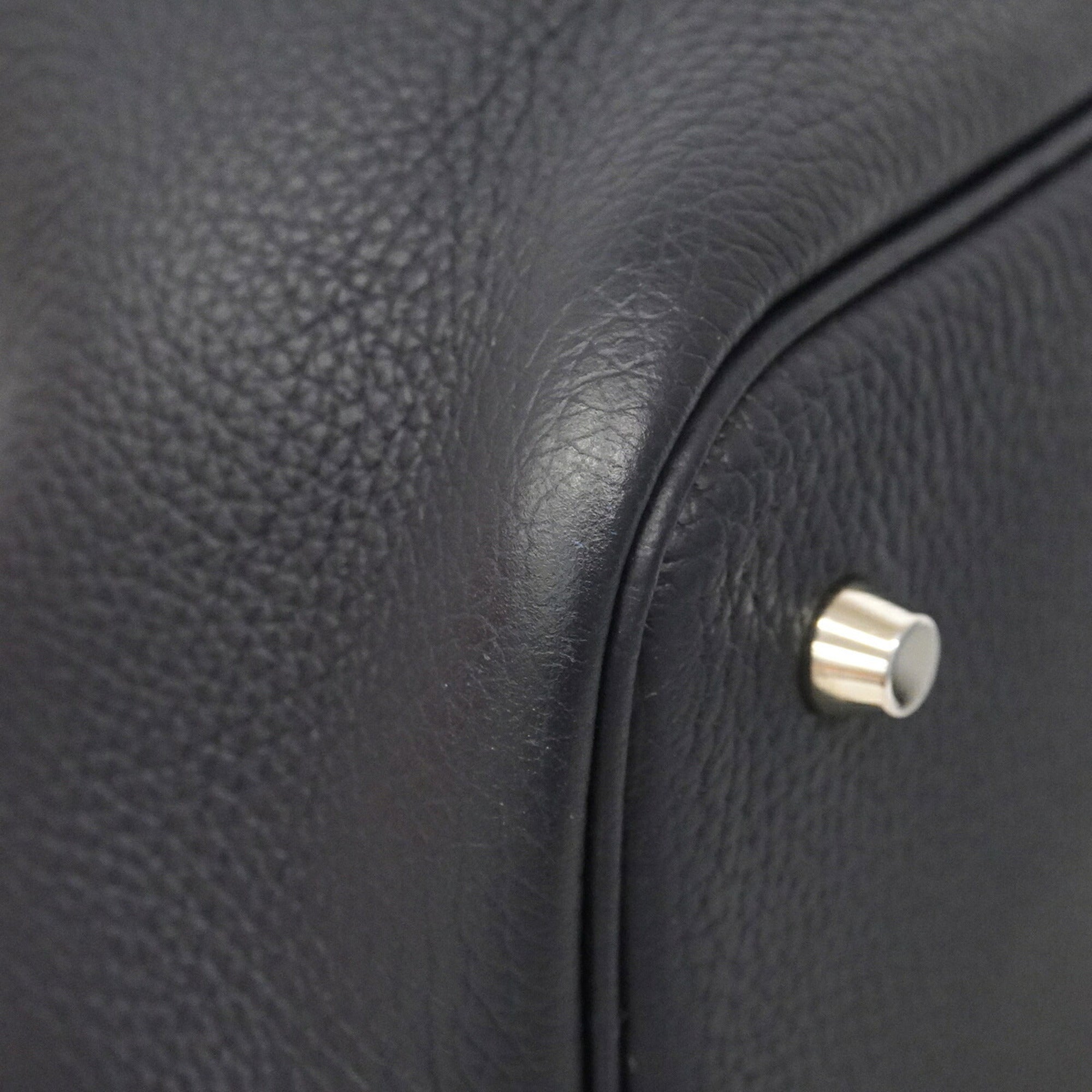 Hermes Bleu Saphir Blue Nuit Taurillon Clemence Leather Handbag (Pre-Owned)