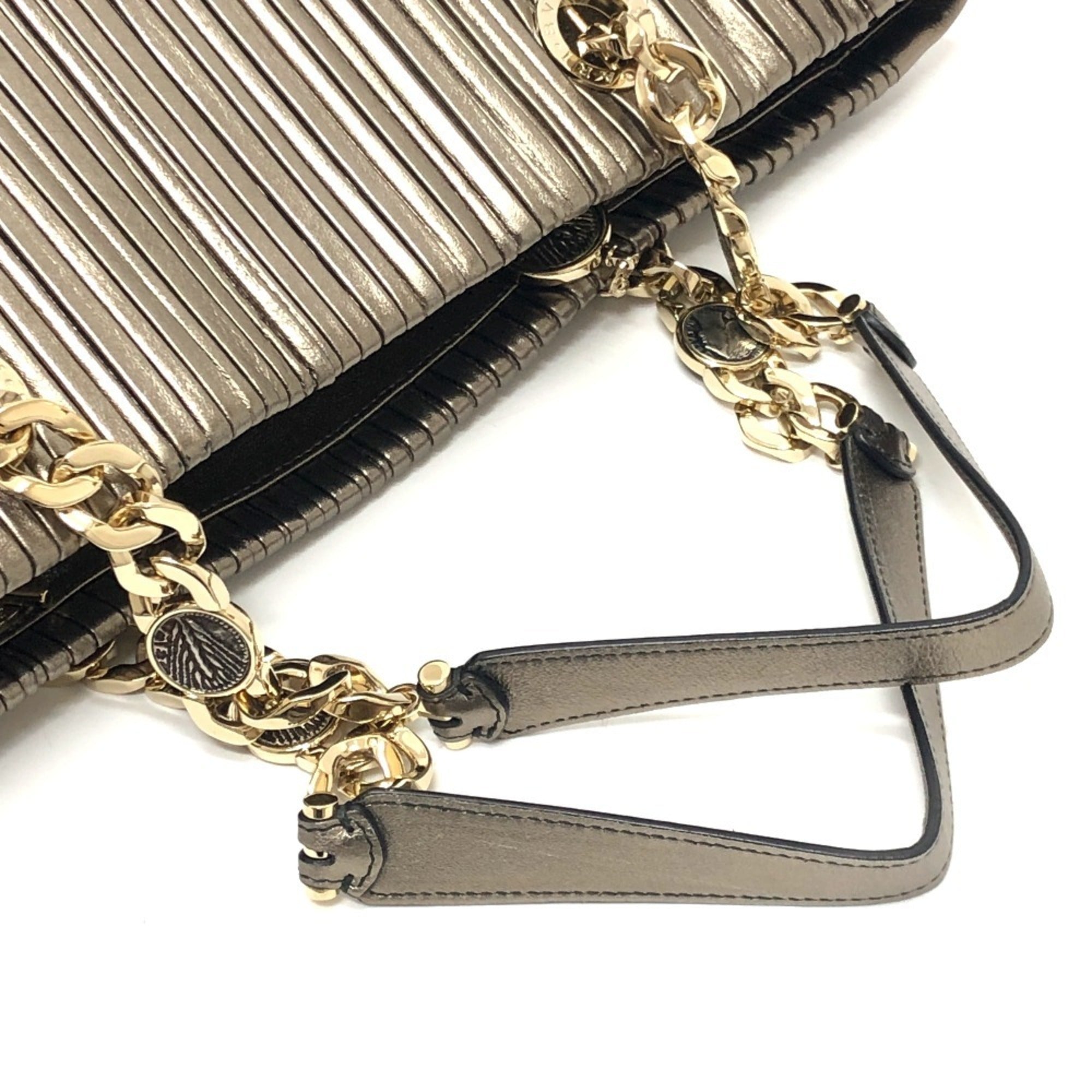 Bvlgari Gold Leather Shoulder Bag Tote Bag (Pre-Owned)