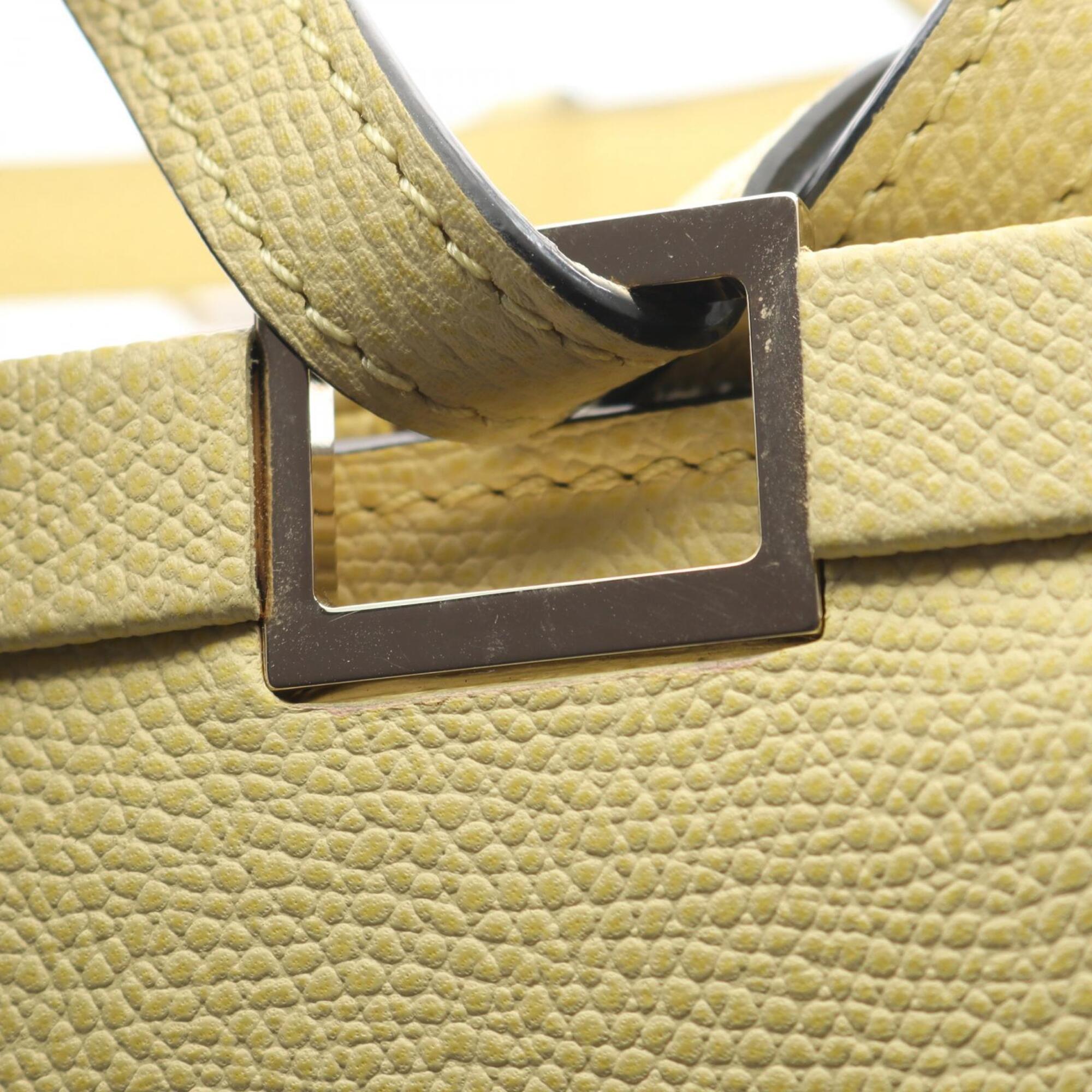 Valextra Yellow Leather Handbag Shoulder Bag (Pre-Owned)