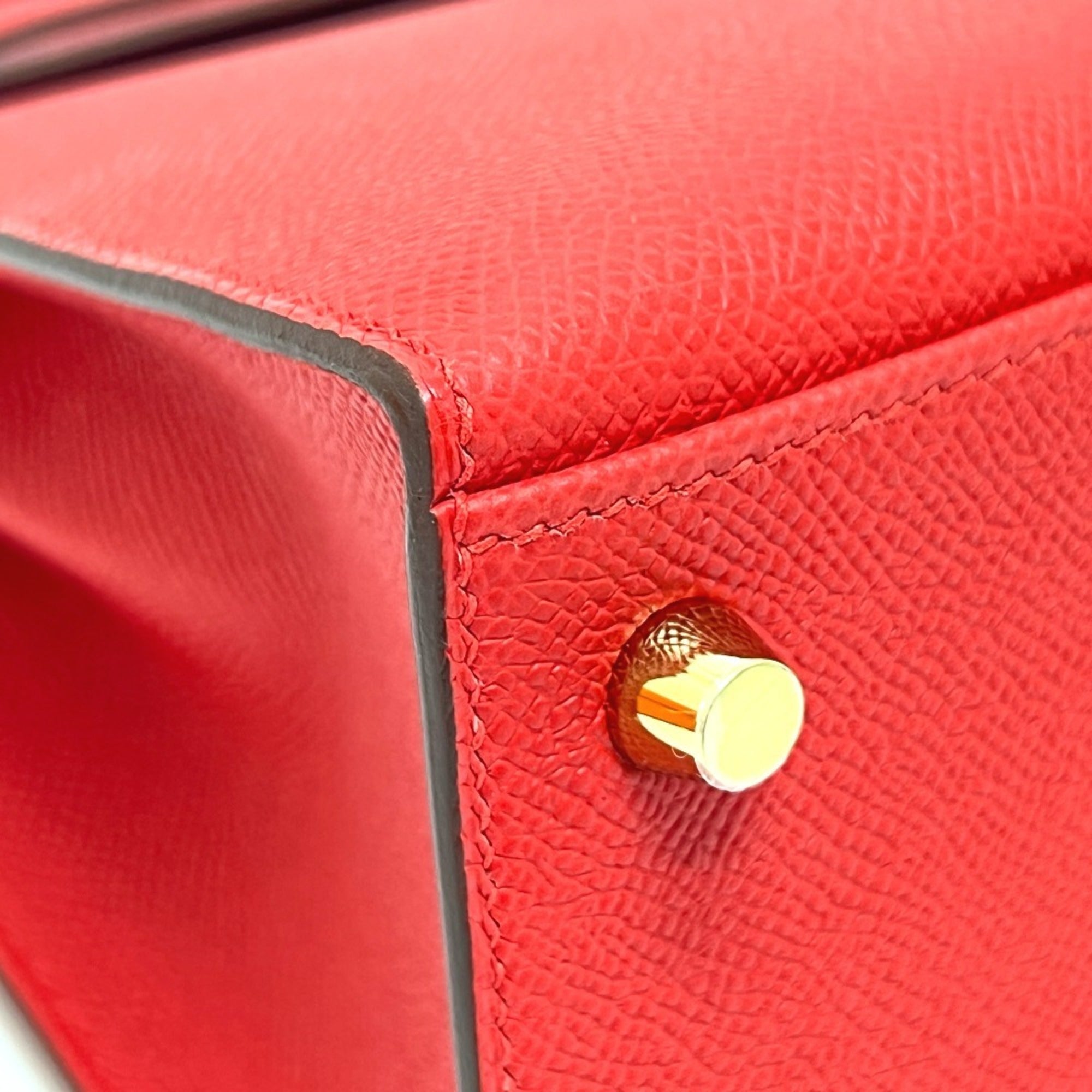 Hermes Kelly Red Color Epsom Leather Handbag (Pre-Owned)
