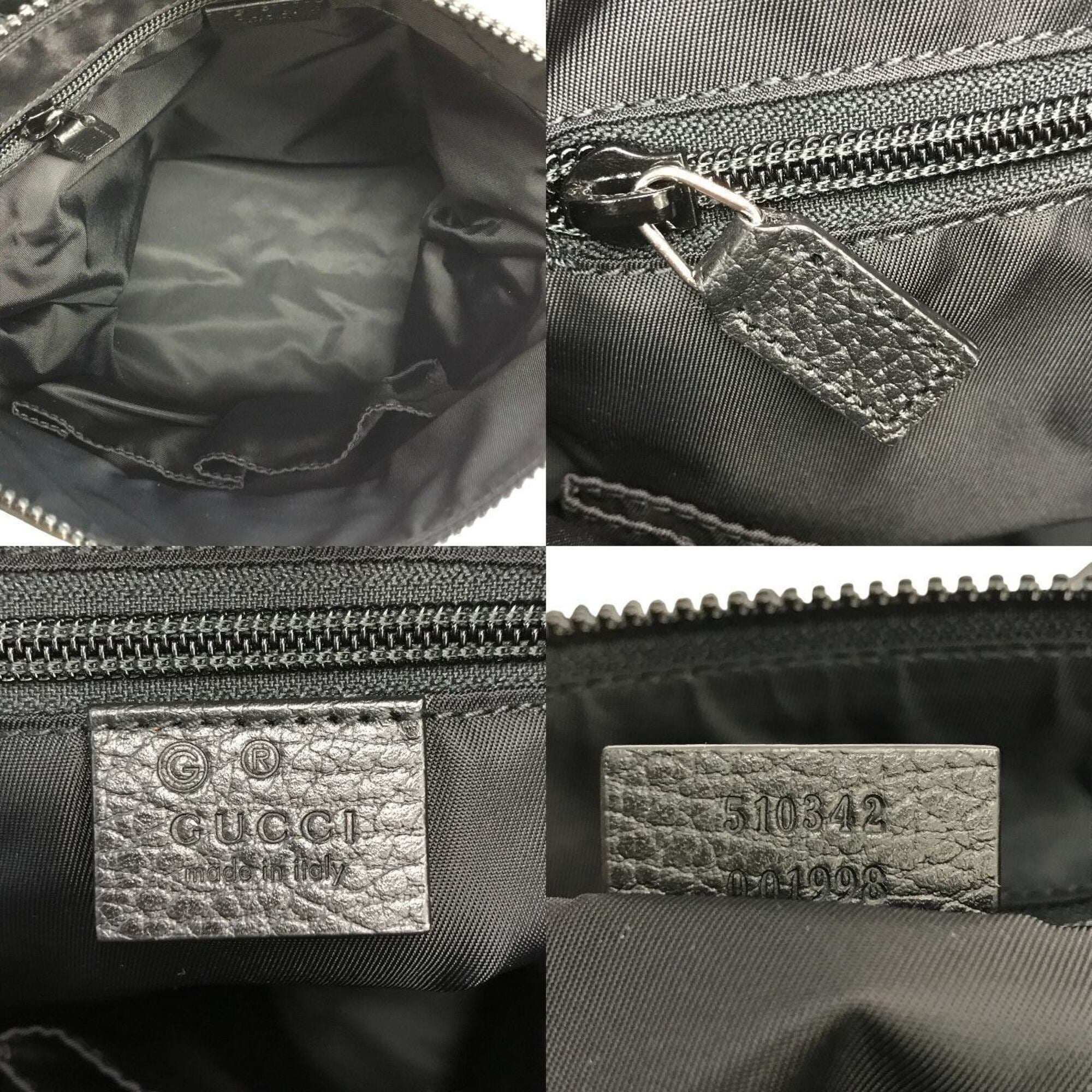 Gucci Black Nylon Leather Shoulder Bag (Pre-Owned)