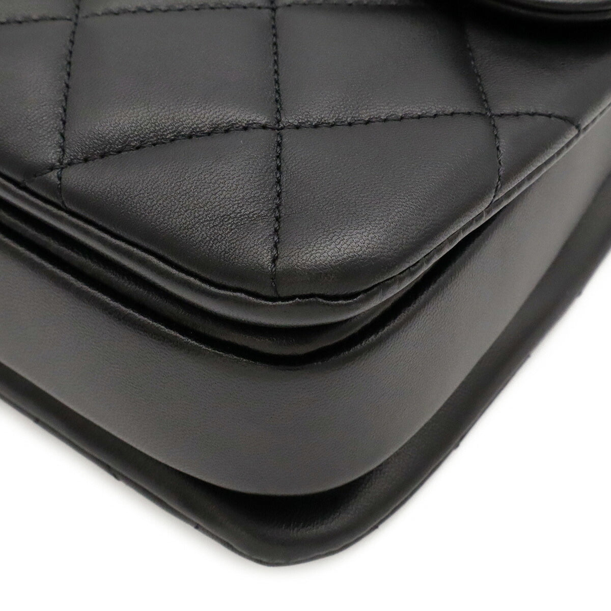 Chanel Black Leather Handbag Shoulder Bag (Pre-Owned)