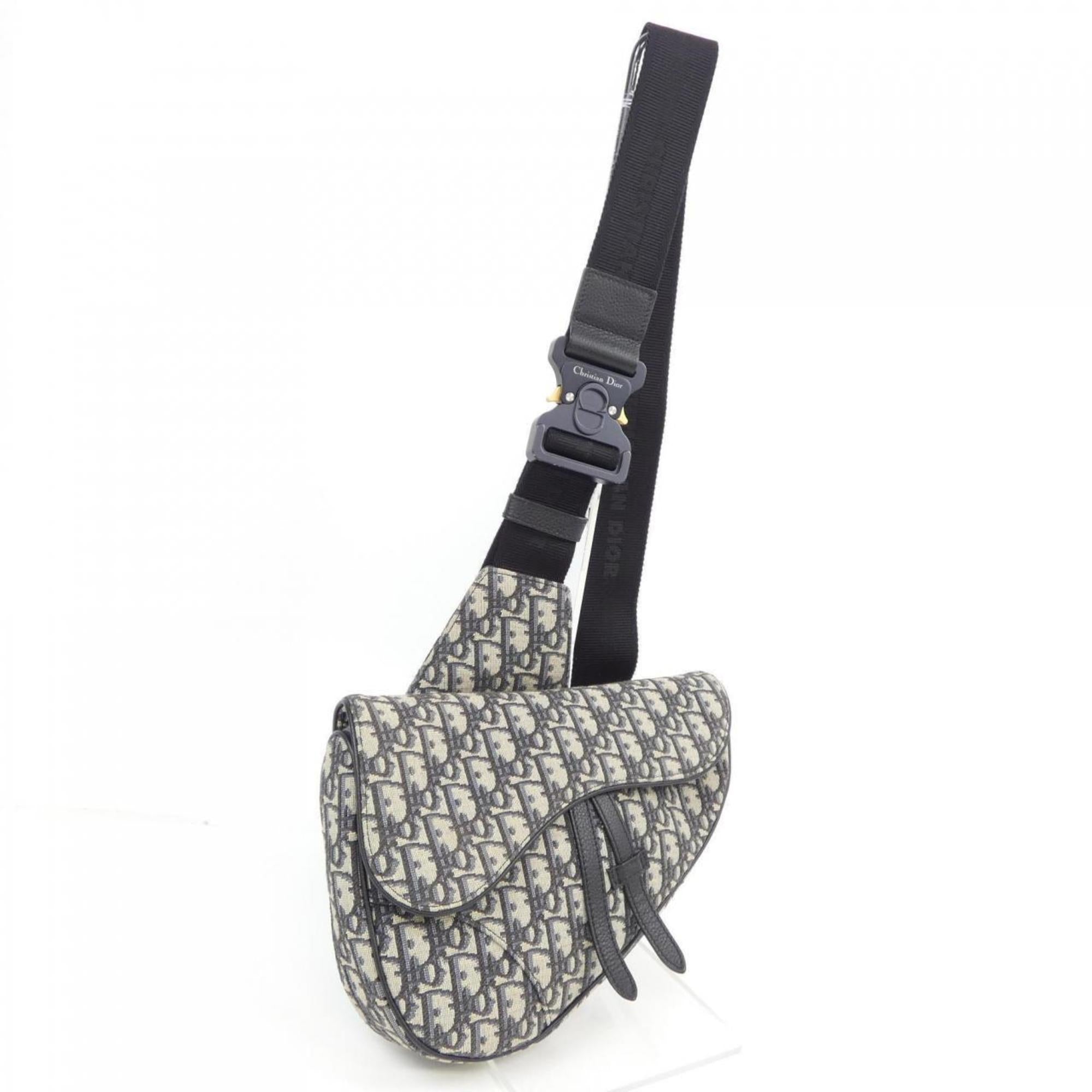Christian Dior Beige Black Handbag Saddle Bag (Pre-Owned)