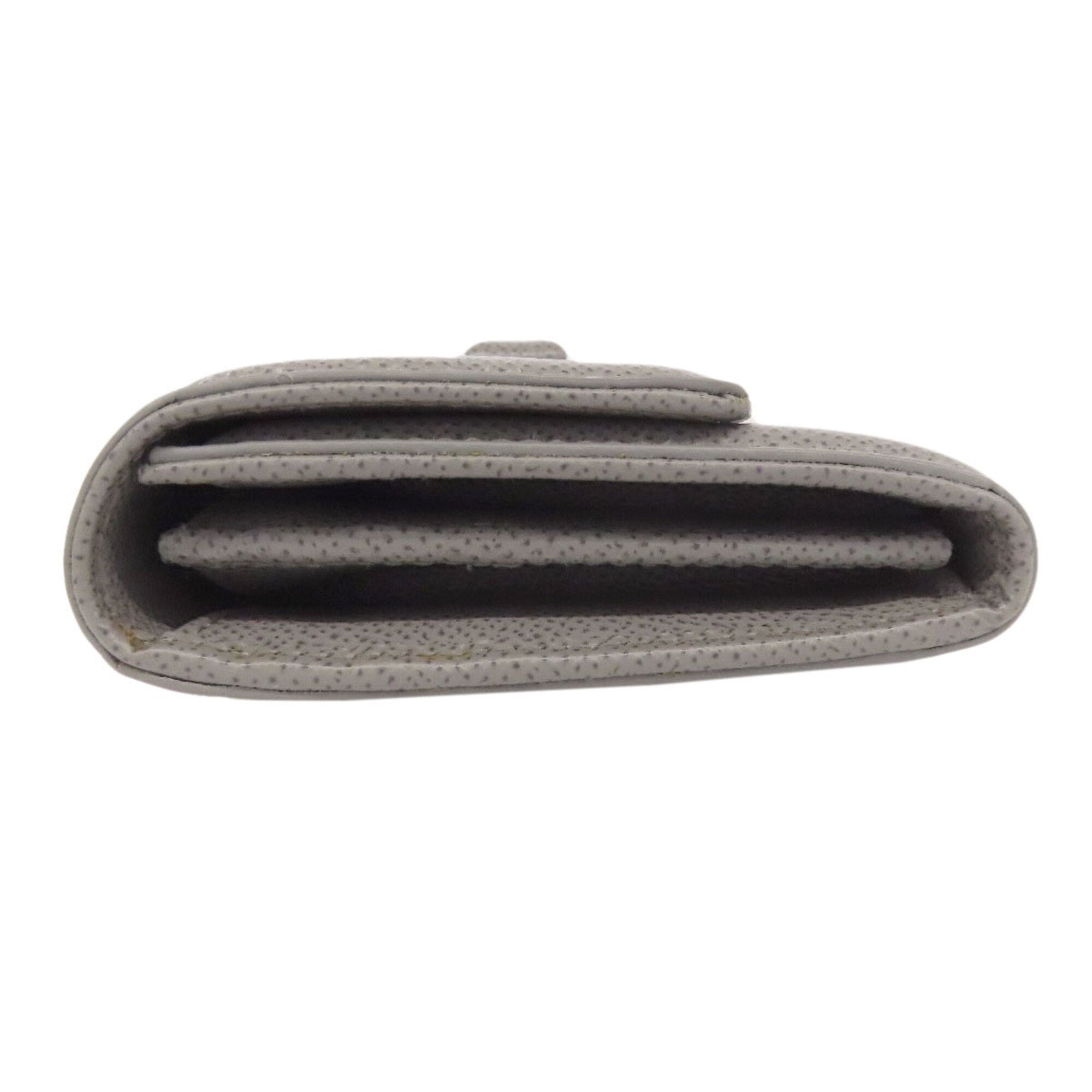 Salvatore Ferragamo Gray Leather Long Wallet (Tri-Fold) (Pre-Owned)