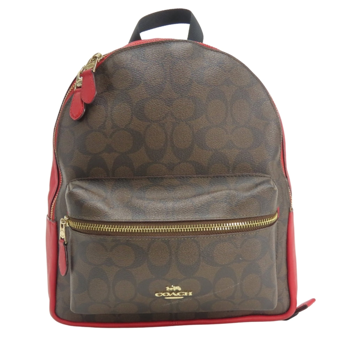 Coach Dark Brown Red Color Pvc Leather Backpack (Pre-Owned)