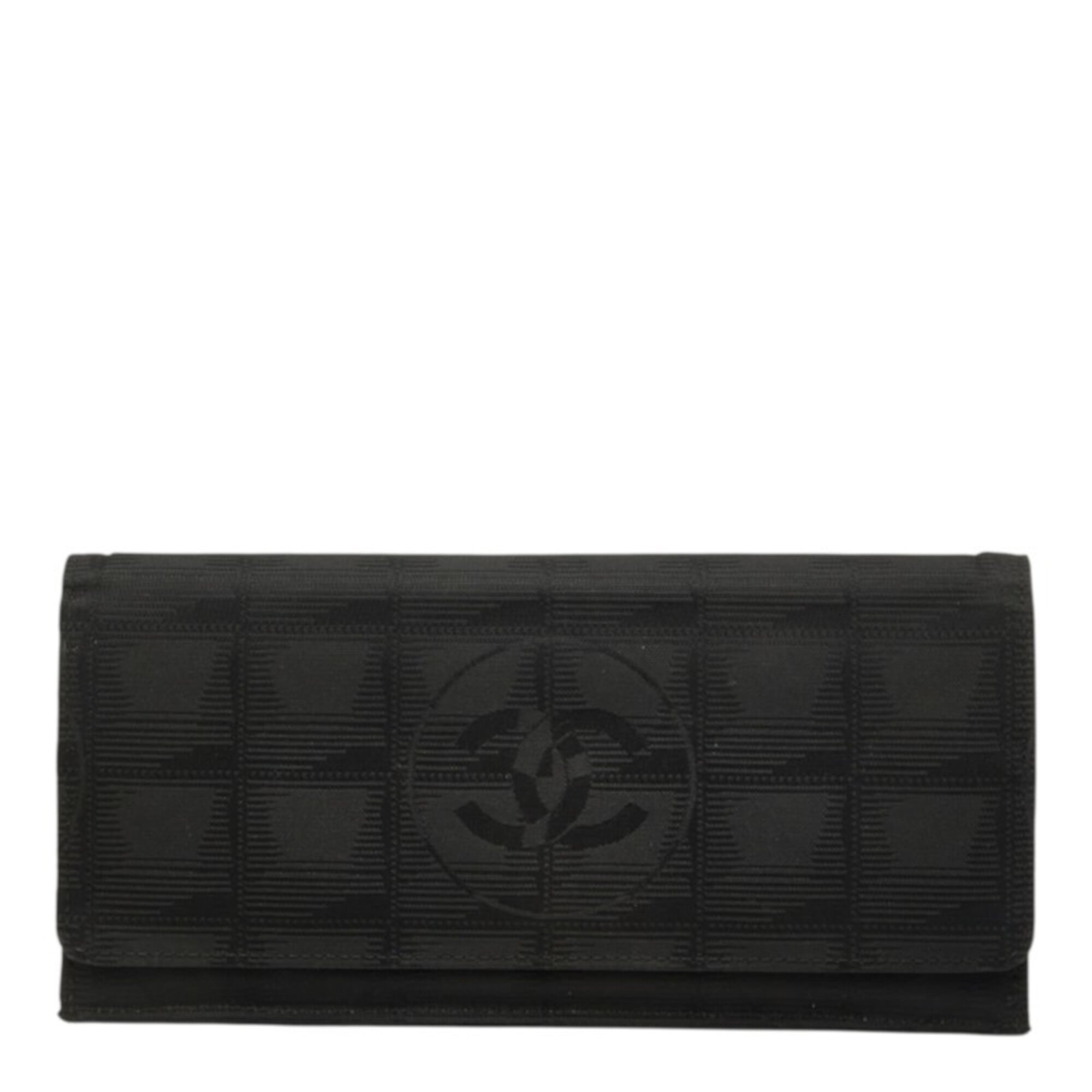Chanel Black New Travel Line Long Wallet (Tri-Fold) (Pre-Owned)