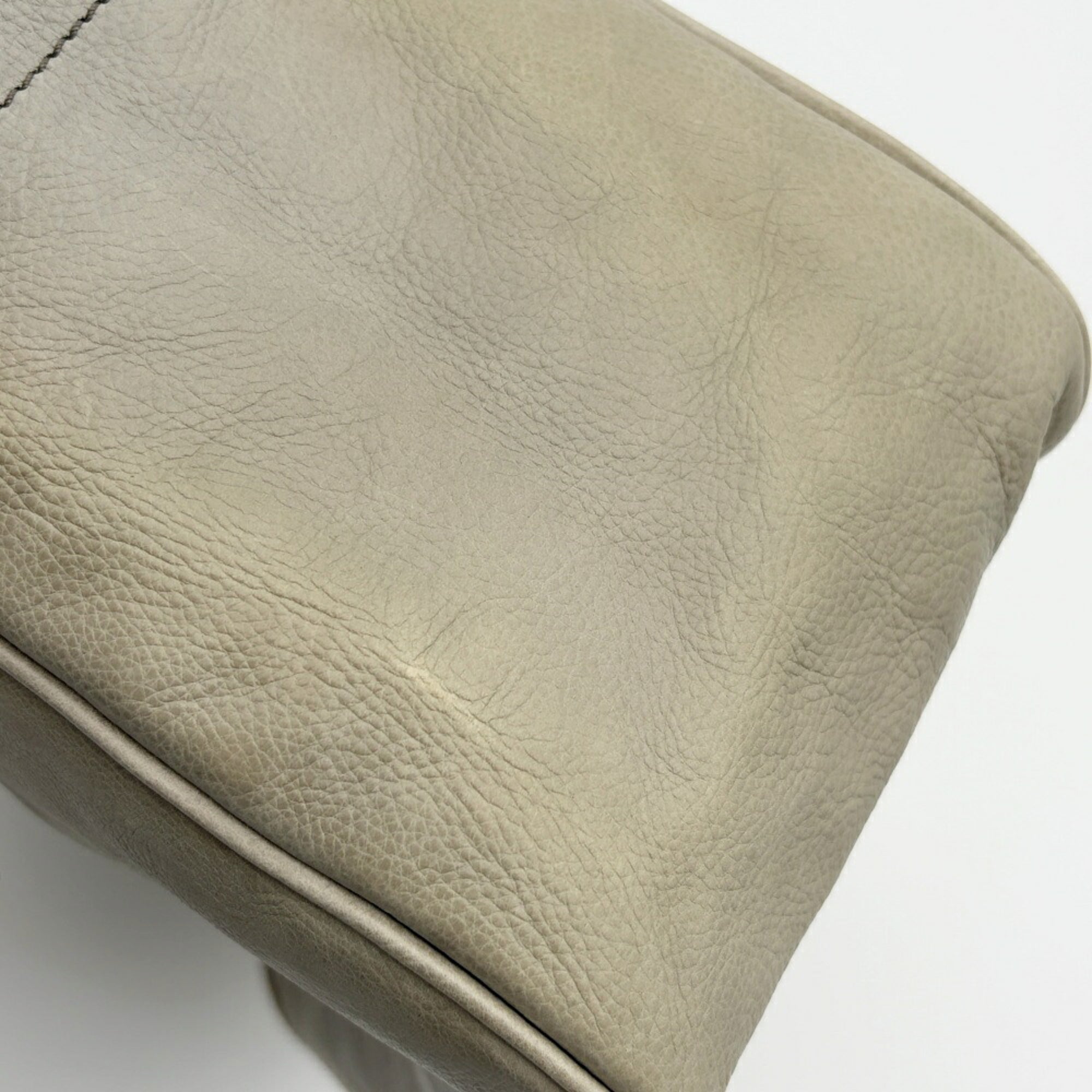 Prada Grayish Leather Handbag Shoulder Bag (Pre-Owned)