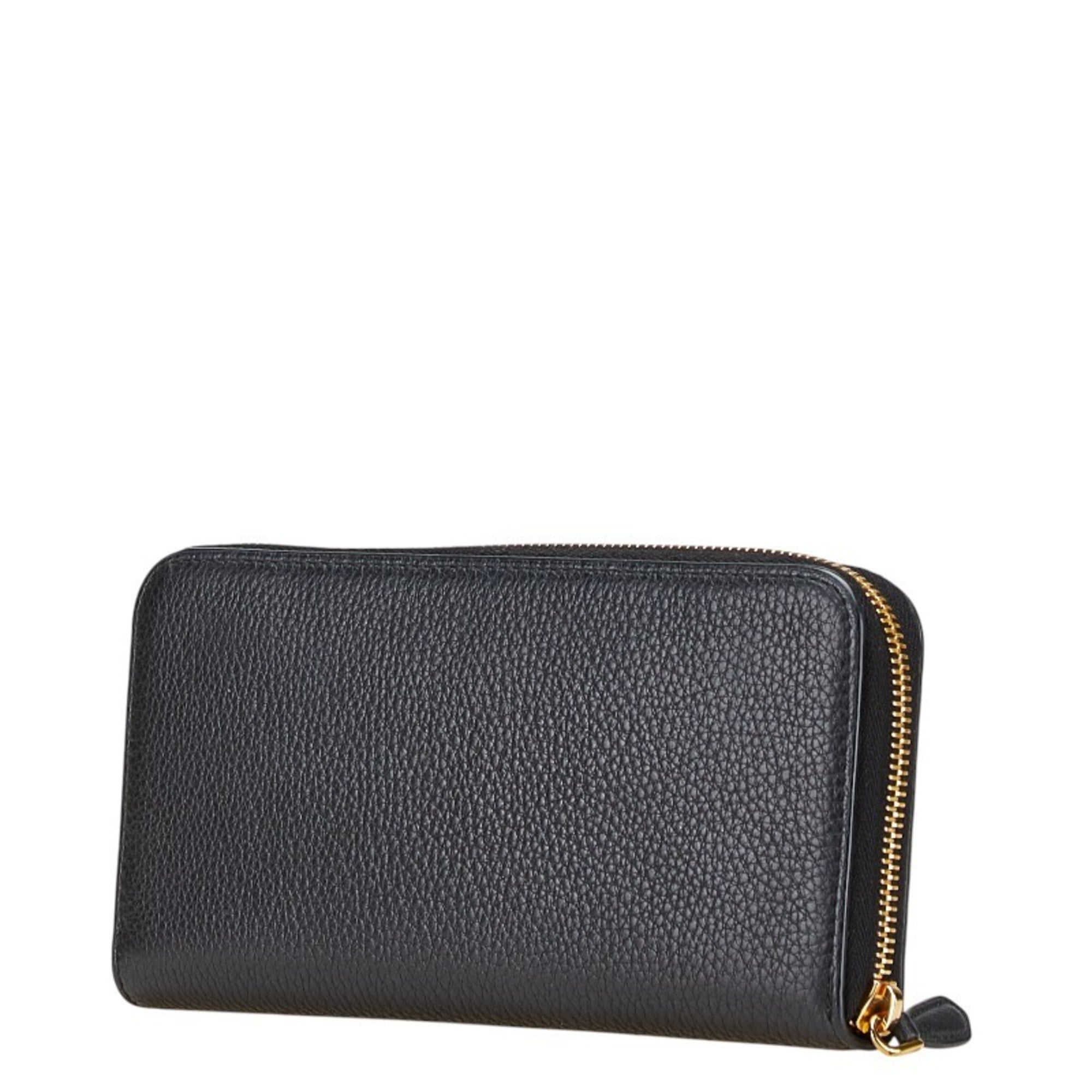 Prada Navy Leather Long Wallet (Bi-Fold) (Pre-Owned)