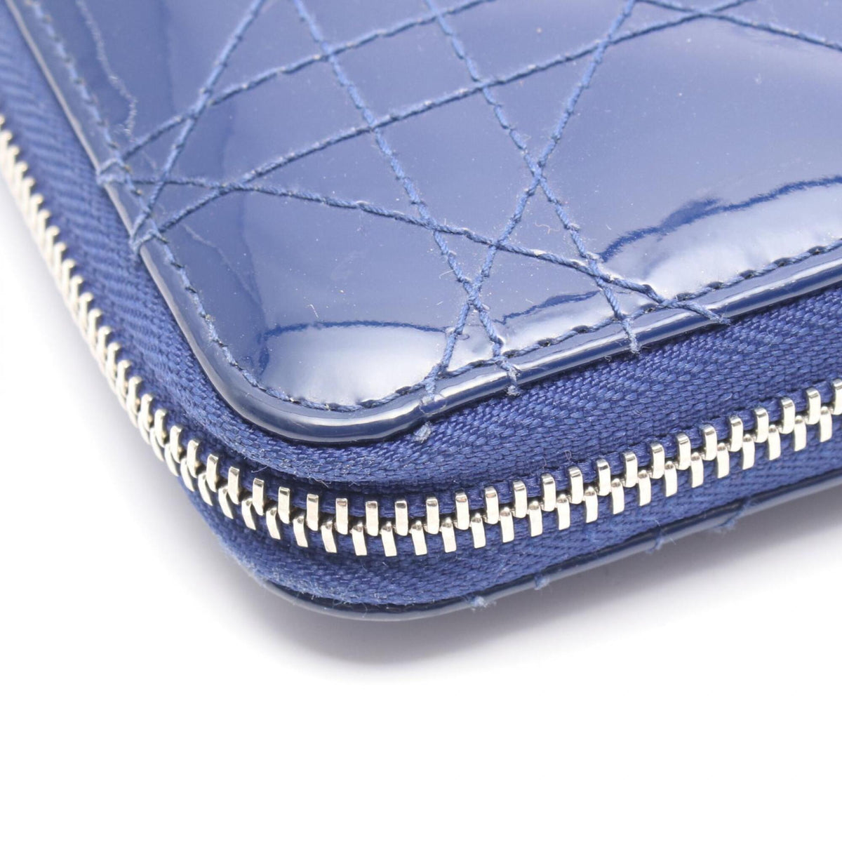 Christian Dior Blue Patent Leather Long Wallet (Bi-Fold) (Pre-Owned)