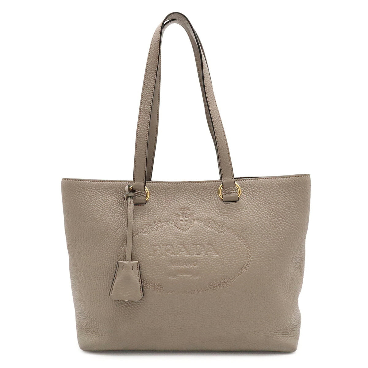 Prada Grayish Leather Shoulder Bag Tote Bag (Pre-Owned)