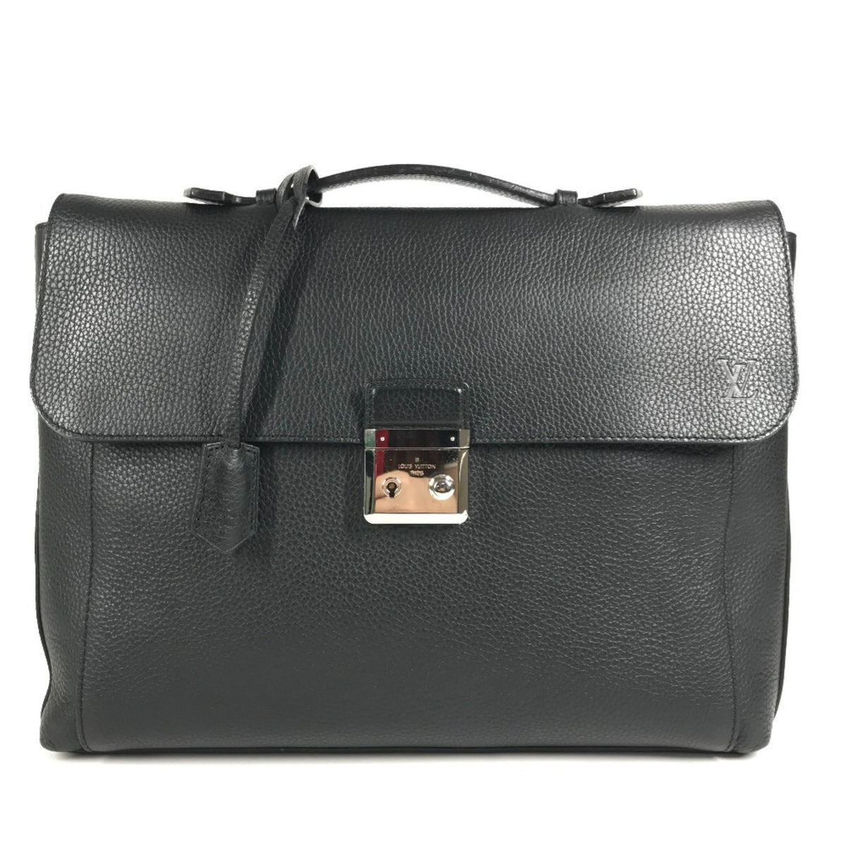 Louis Vuitton Black Leather Briefcase Handbag (Pre-Owned)