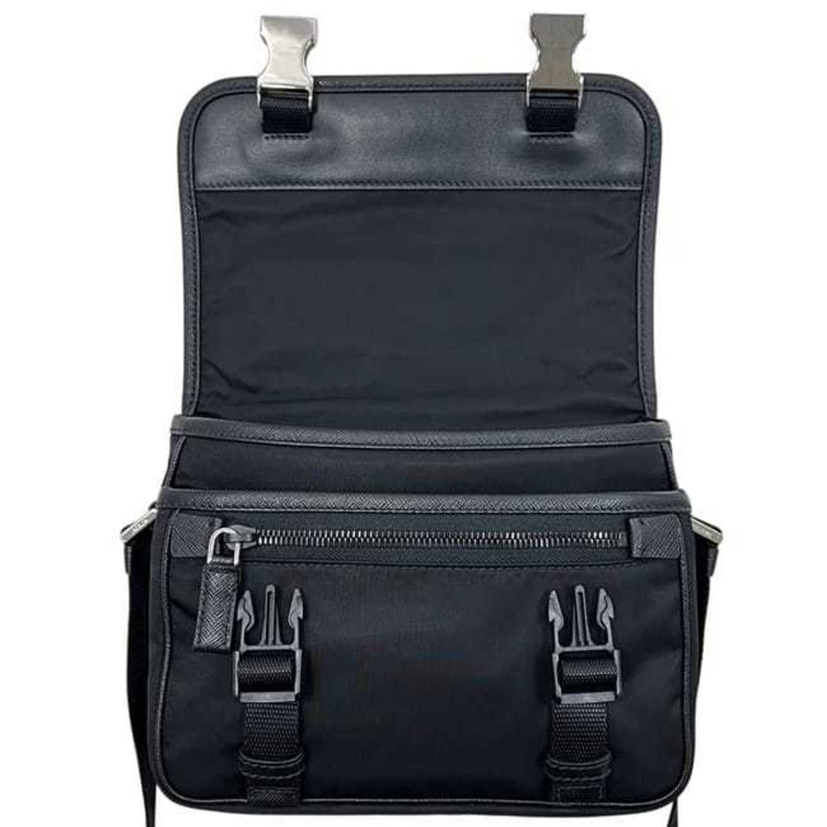 Prada Black Nero Nylon Leather Shoulder Bag (Pre-Owned)