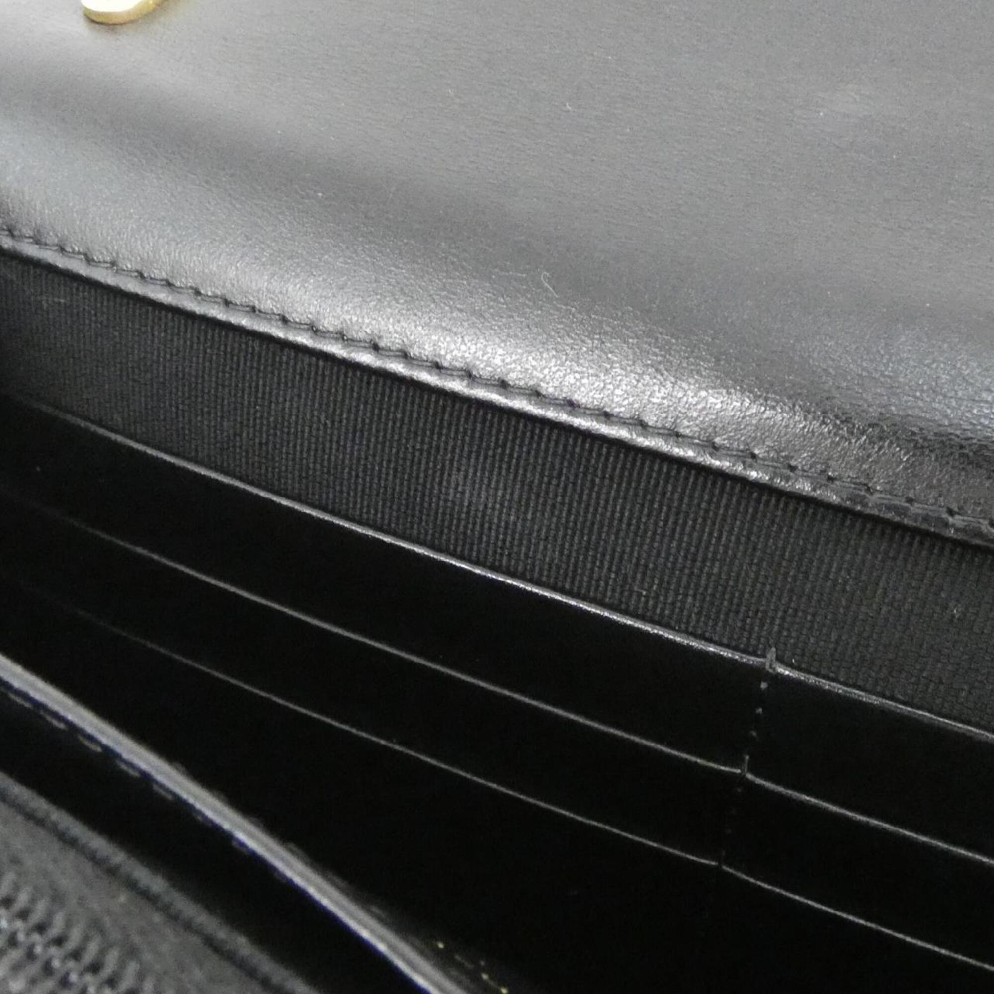 Chanel Black Grained Calfskin Chain/Shoulder Wallet (Pre-Owned)