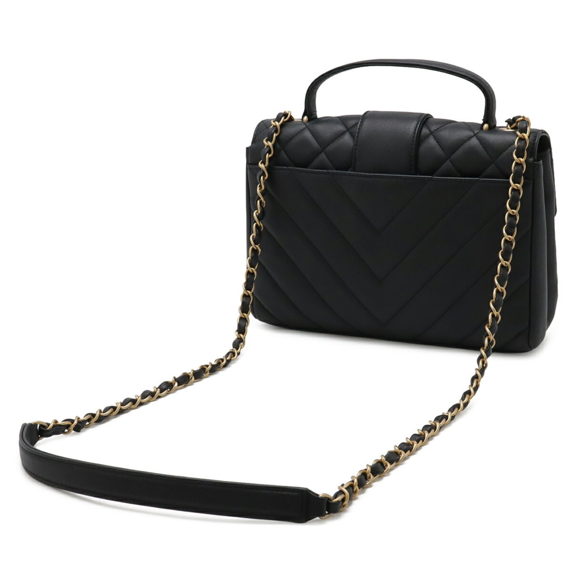 Chanel Matelasse Black Leather Handbag Shoulder Bag (Pre-Owned)