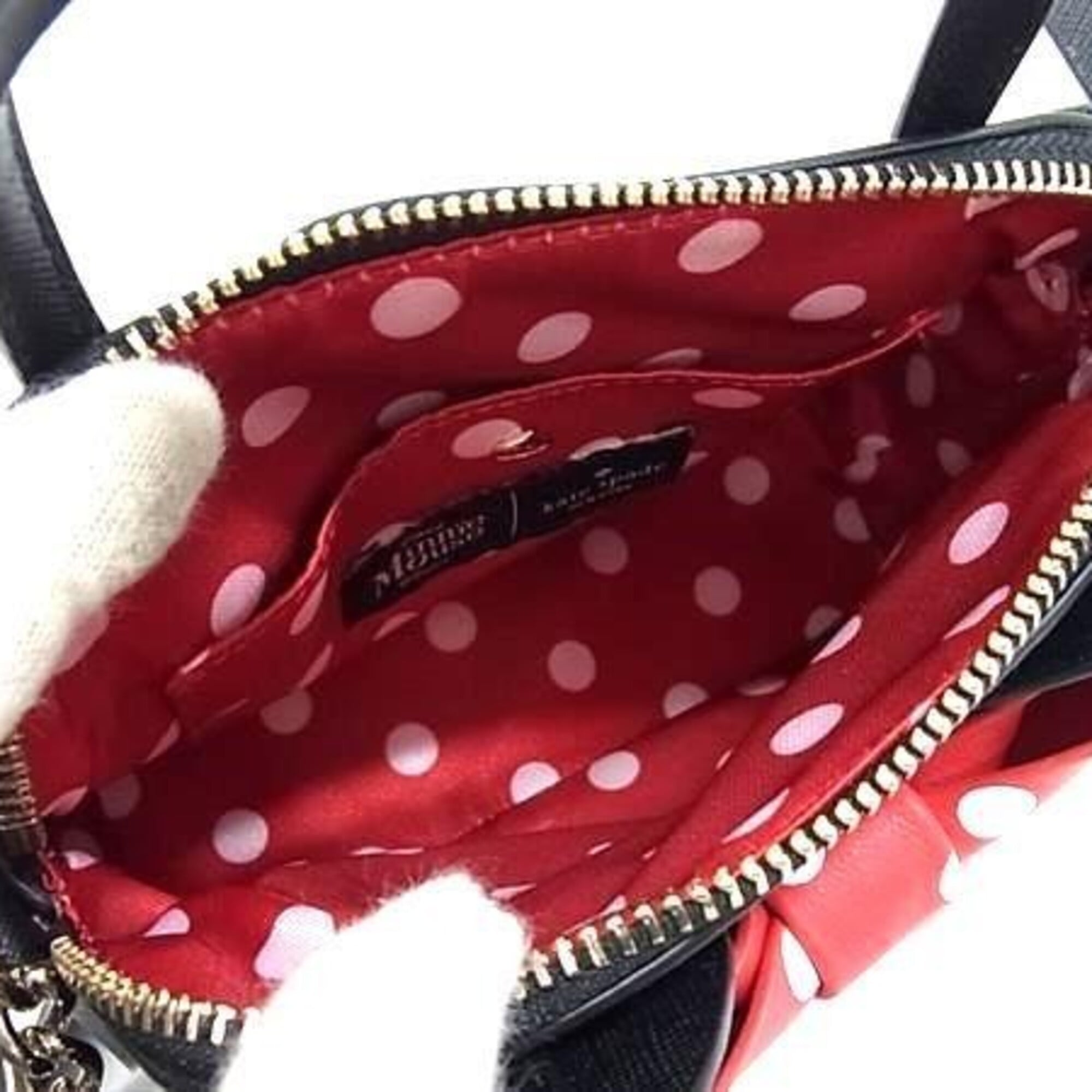Kate Spade Black Red Color Leather Handbag Shoulder Bag (Pre-Owned)
